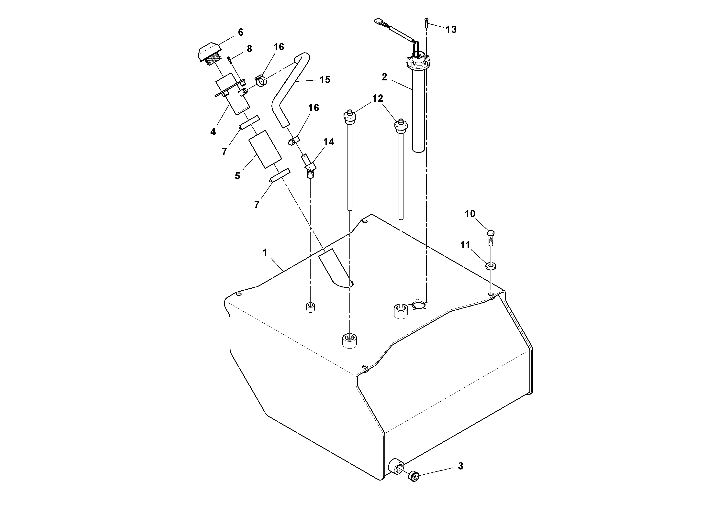 Схема запчастей Volvo SD45D/SD45F S/N 197409 - - 47747 Fuel Tank Assembly 