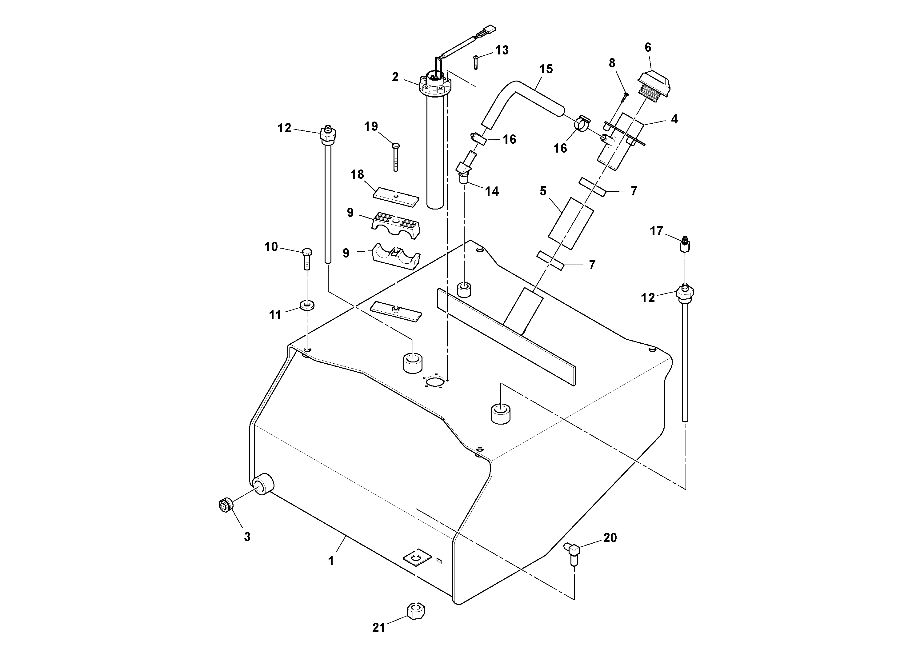 Схема запчастей Volvo SD45D/SD45F S/N 197409 - - 63971 Fuel Tank Assembly 
