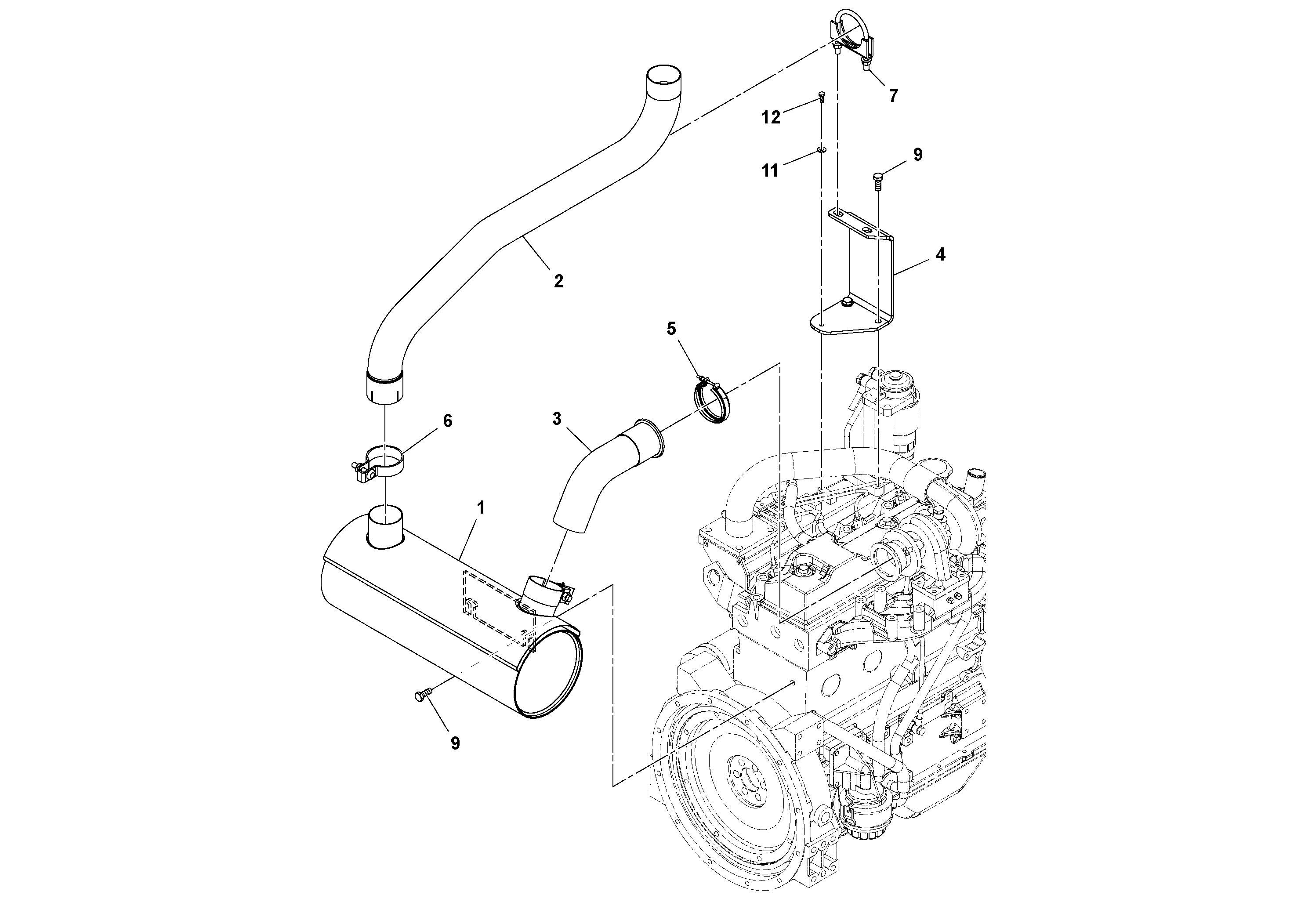 Схема запчастей Volvo SD45D/SD45F S/N 197409 - - 49334 Exhaust Assembly 