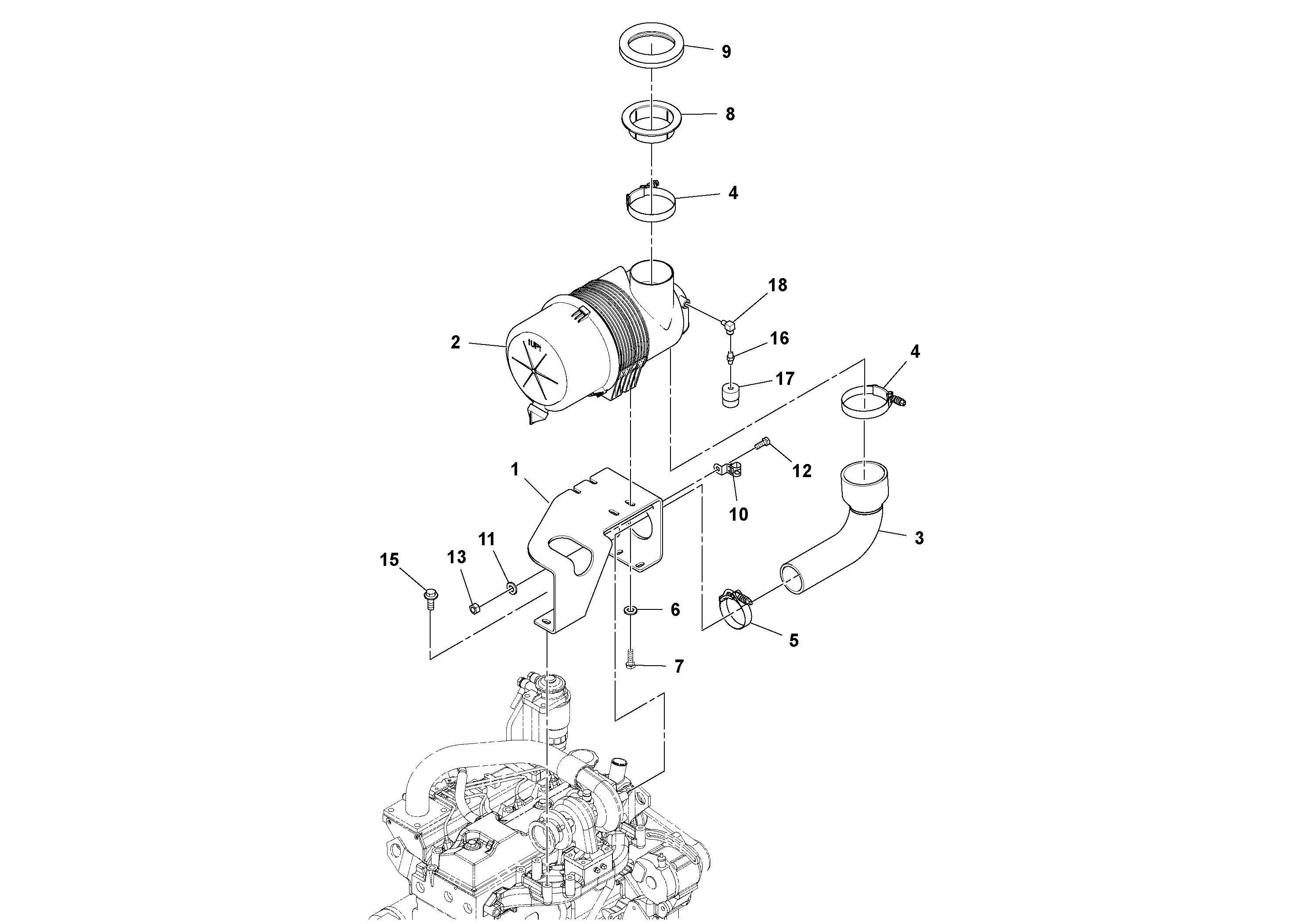 Схема запчастей Volvo SD45D/SD45F S/N 197409 - - 51522 Air Cleaner Assembly 