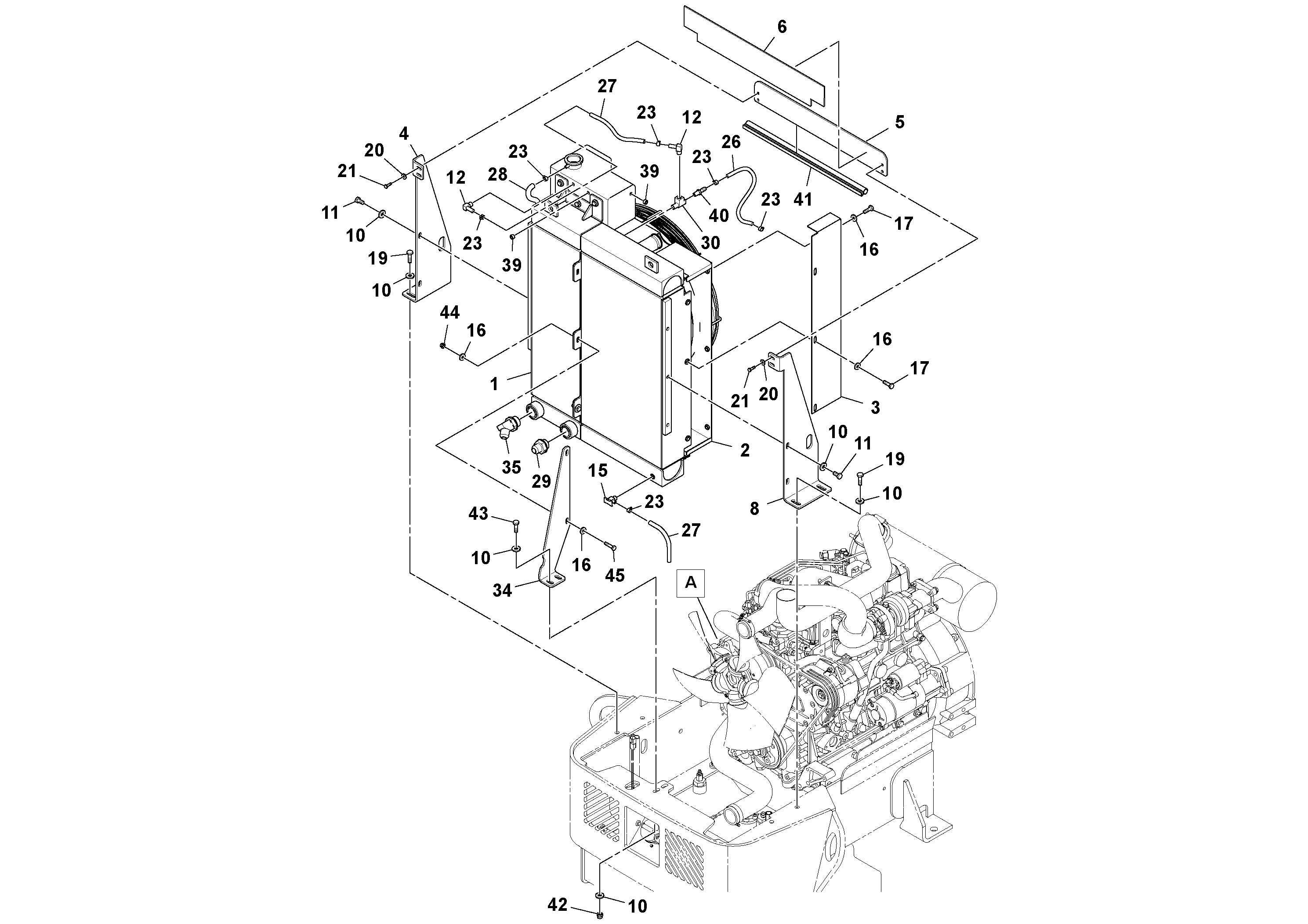 Схема запчастей Volvo SD45D/SD45F S/N 197409 - - 66959 Radiator and Oil Cooler Installation 