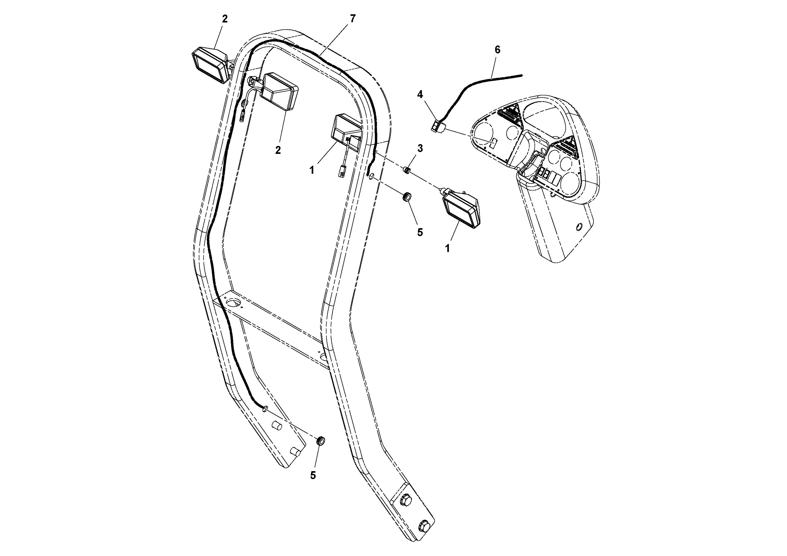 Схема запчастей Volvo SD45D/SD45F S/N 197409 - - 43549 ROPS Work light Installation 