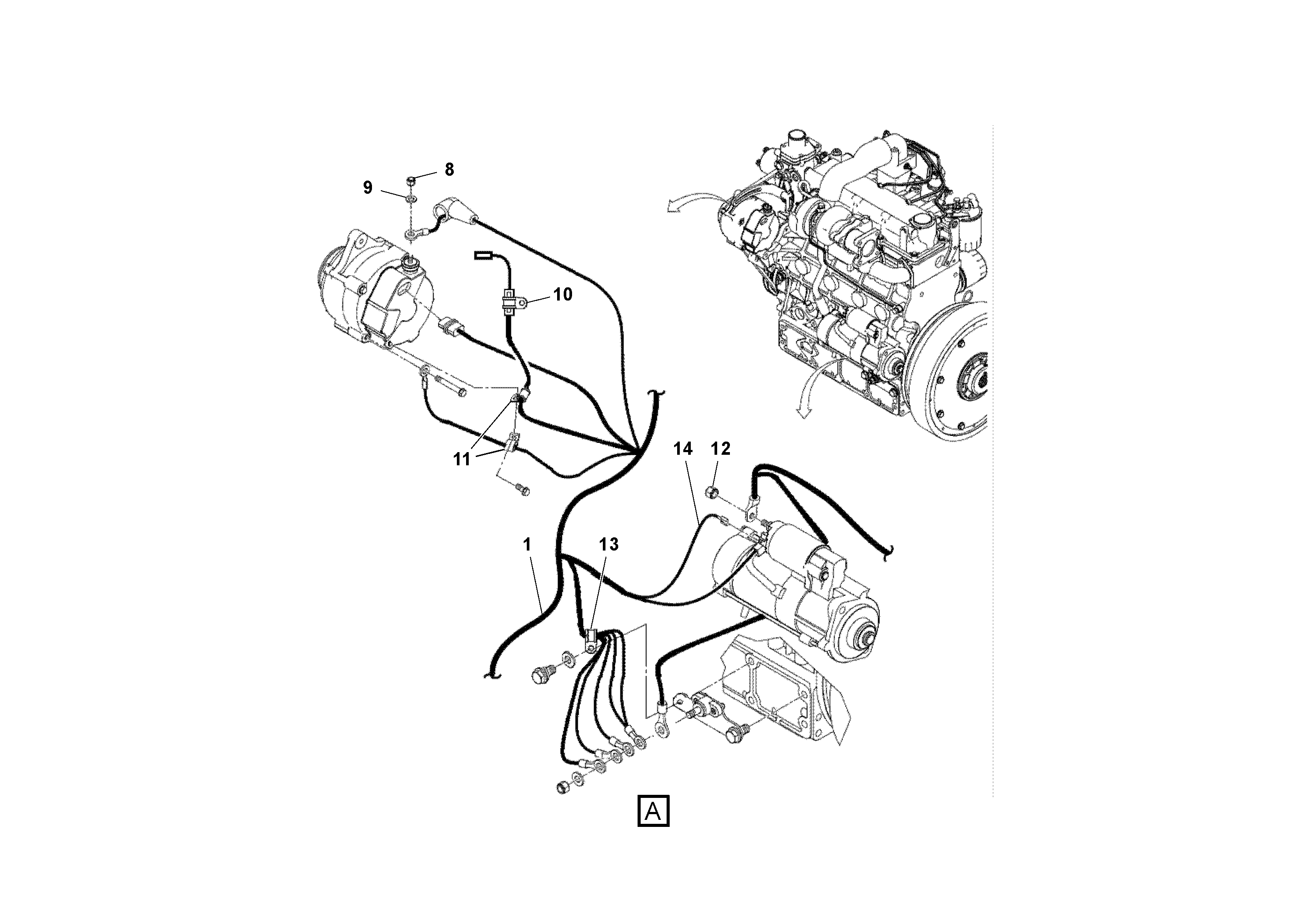 Схема запчастей Volvo SD45D/SD45F S/N 197409 - - 41542 Cable Harness Installation 