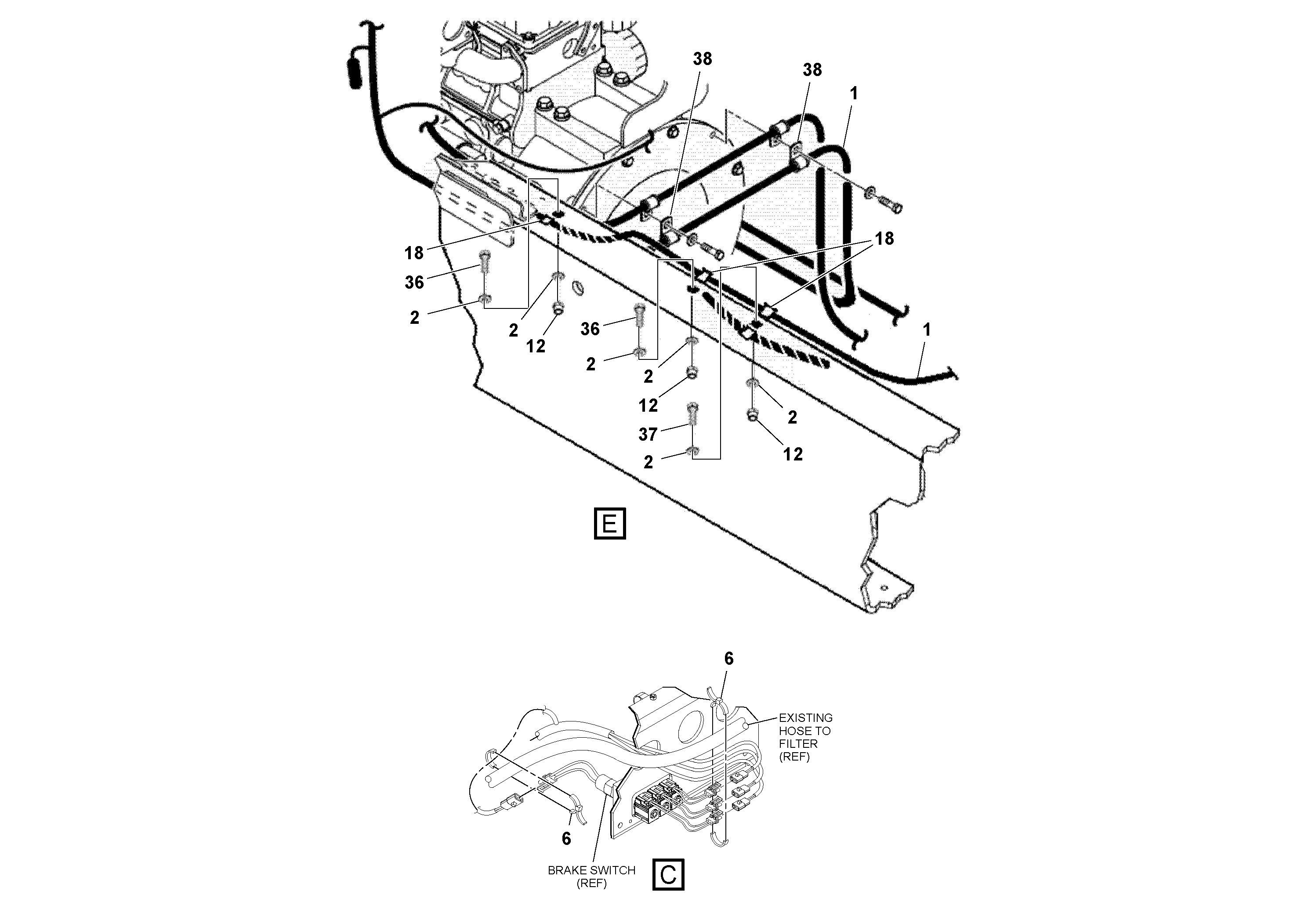 Схема запчастей Volvo SD45D/SD45F S/N 197409 - - 41544 Cable Harness Installation 