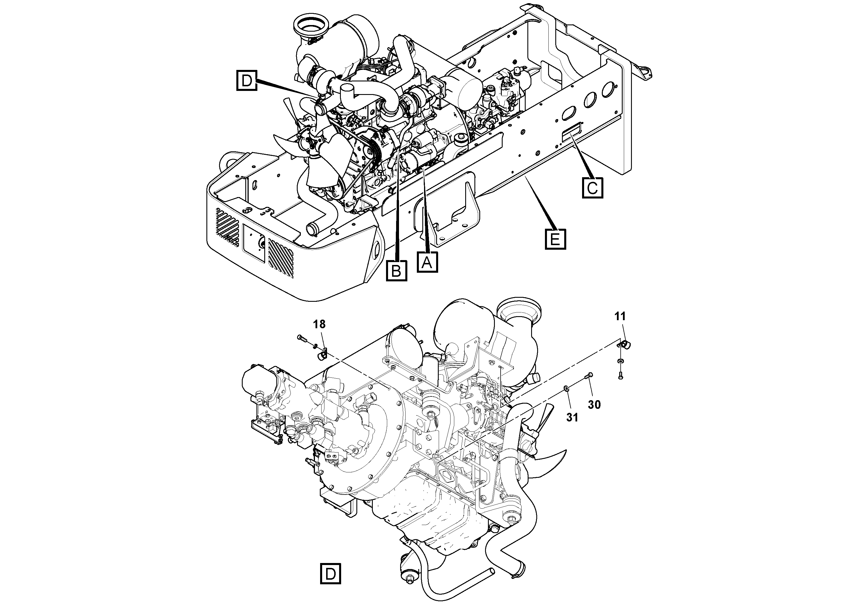 Схема запчастей Volvo SD45D/SD45F S/N 197409 - - 96435 Cable Harness Installation 
