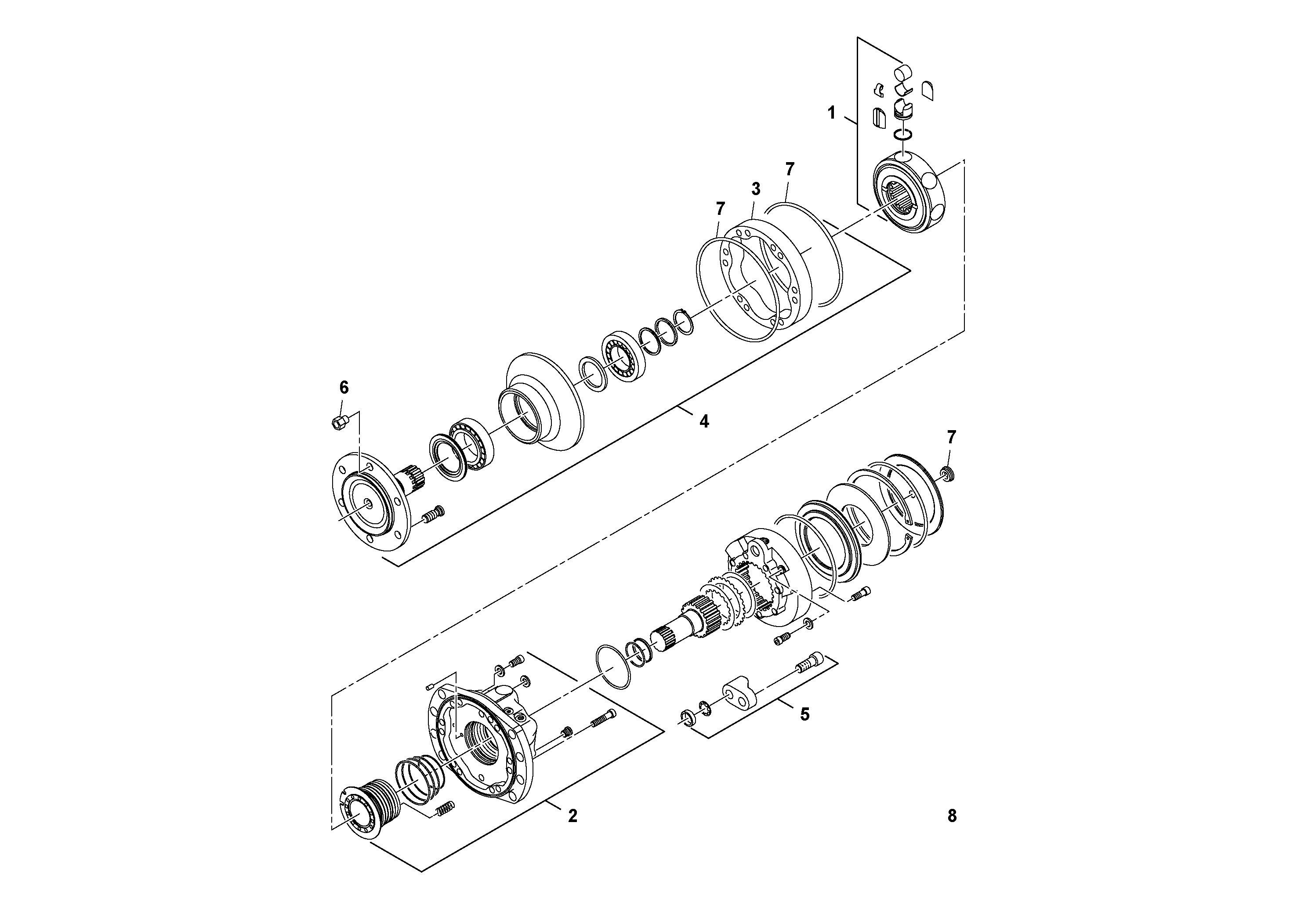 Схема запчастей Volvo SD45D/SD45F S/N 197409 - - 47425 Drum Drive Motor 