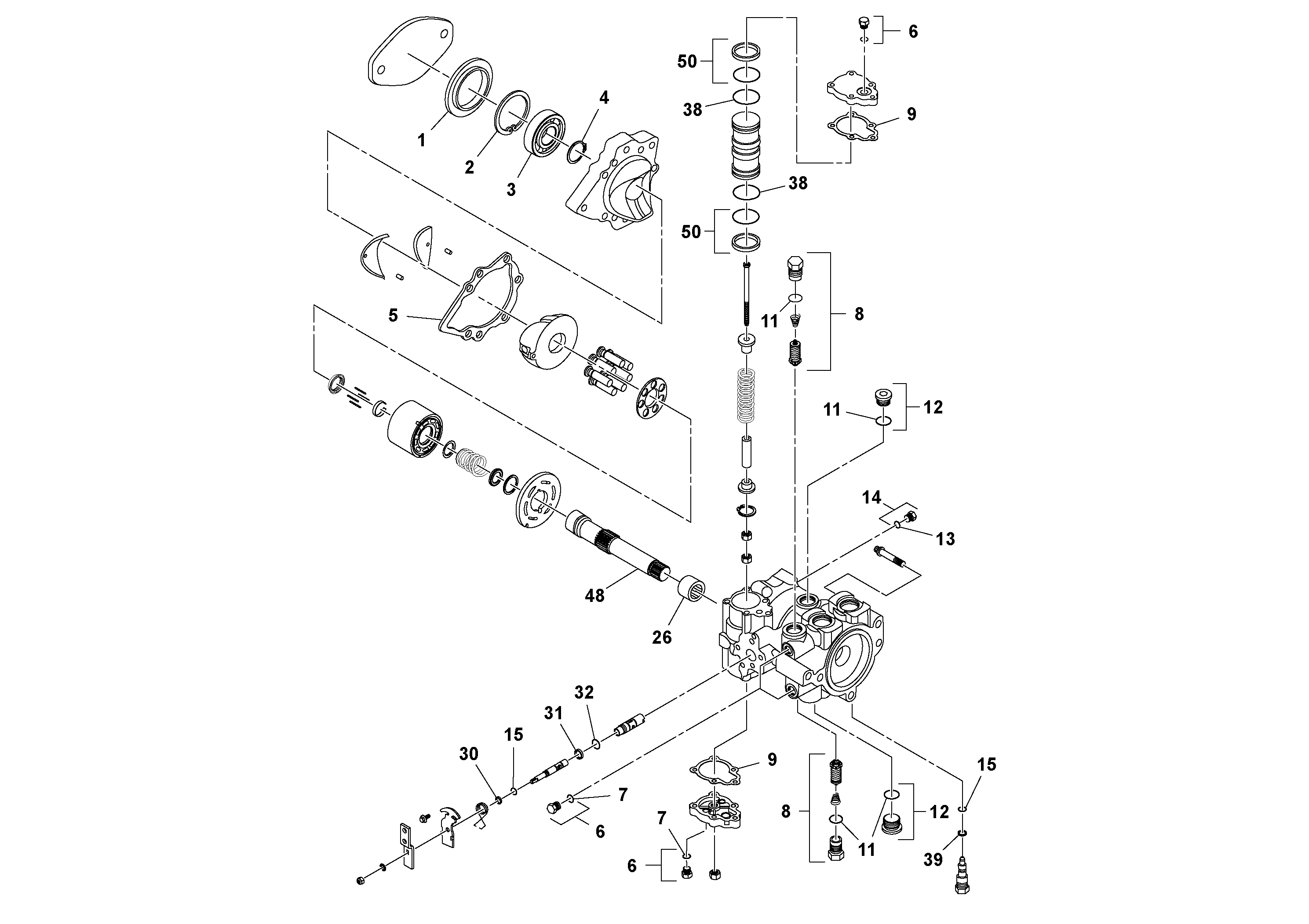Схема запчастей Volvo SD45D/SD45F S/N 197409 - - 43567 Propulsion Pump 