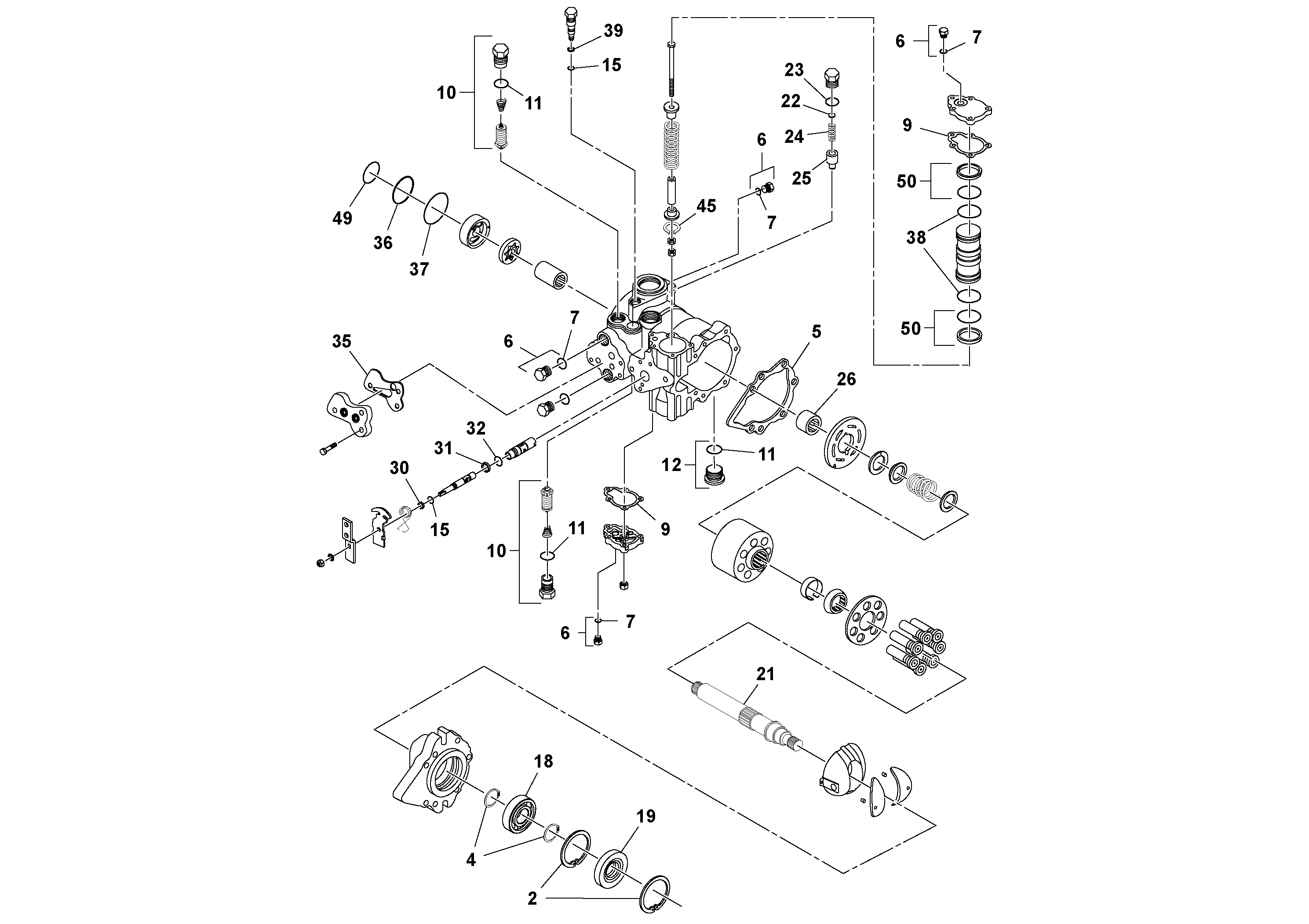 Схема запчастей Volvo SD45D/SD45F S/N 197409 - - 43568 Propulsion Pump 