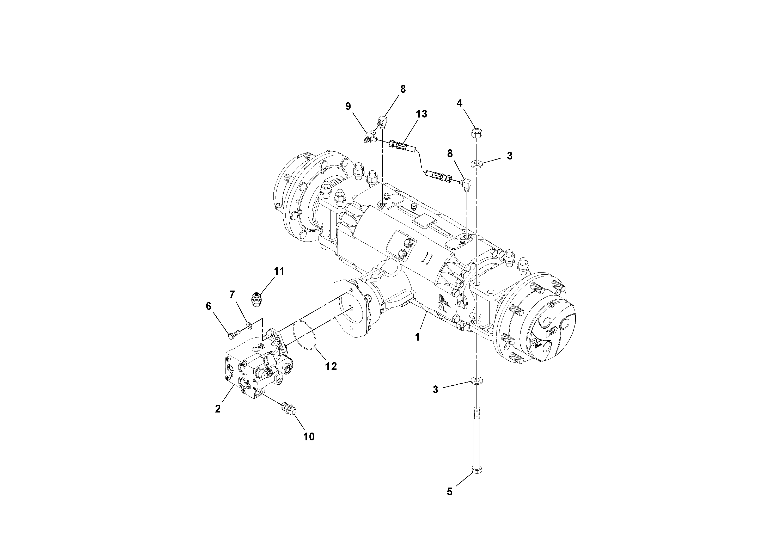 Схема запчастей Volvo SD45D/SD45F S/N 197409 - - 106519 Axle Installation 