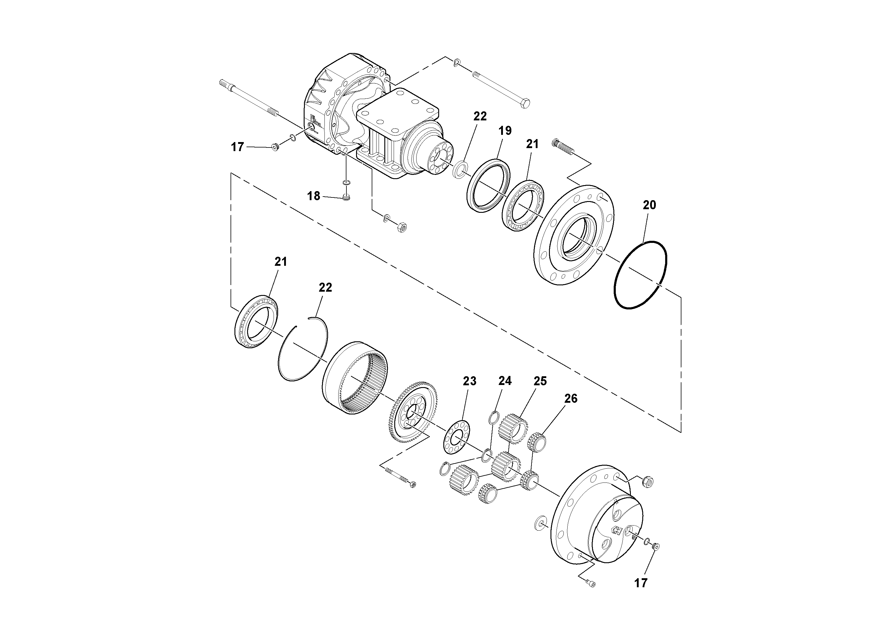 Схема запчастей Volvo SD45D/SD45F S/N 197409 - - 58728 Мост (ось) 