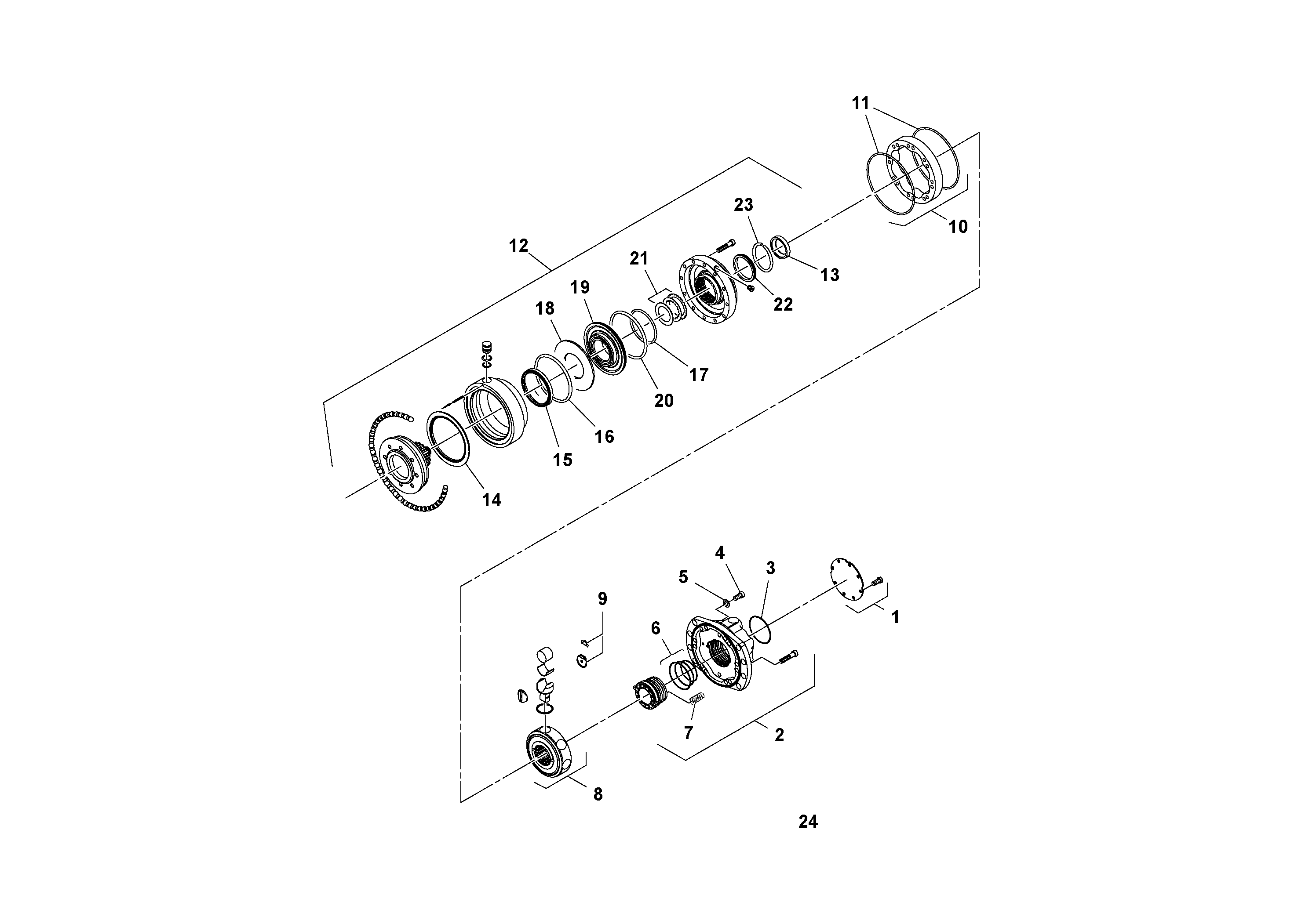 Схема запчастей Volvo SD70D/SD70F/SD77DX/SD77F S/N 197387- - 84761 Drum Drive Motor w/brake 