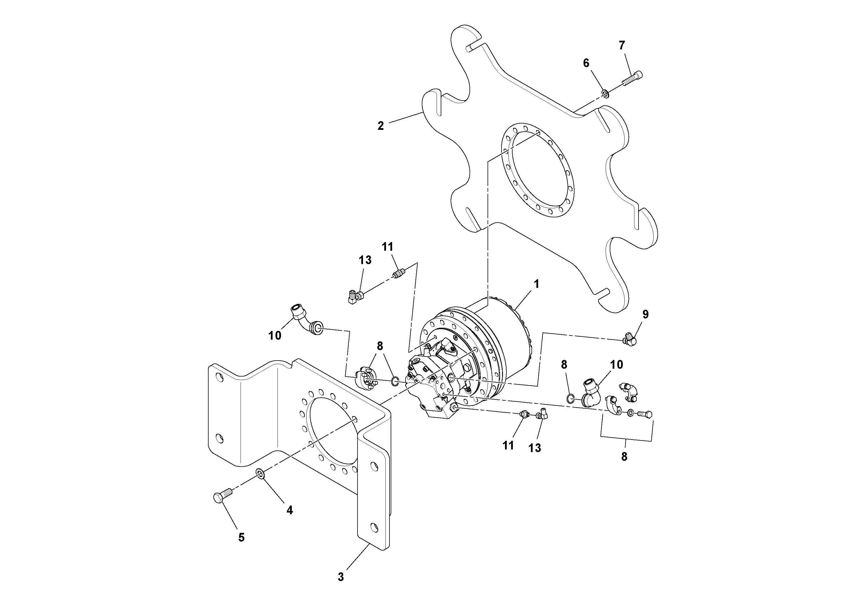 Схема запчастей Volvo SD70D/SD70F/SD77DX/SD77F S/N 197387- - 95560 Drum Drive Assembly 
