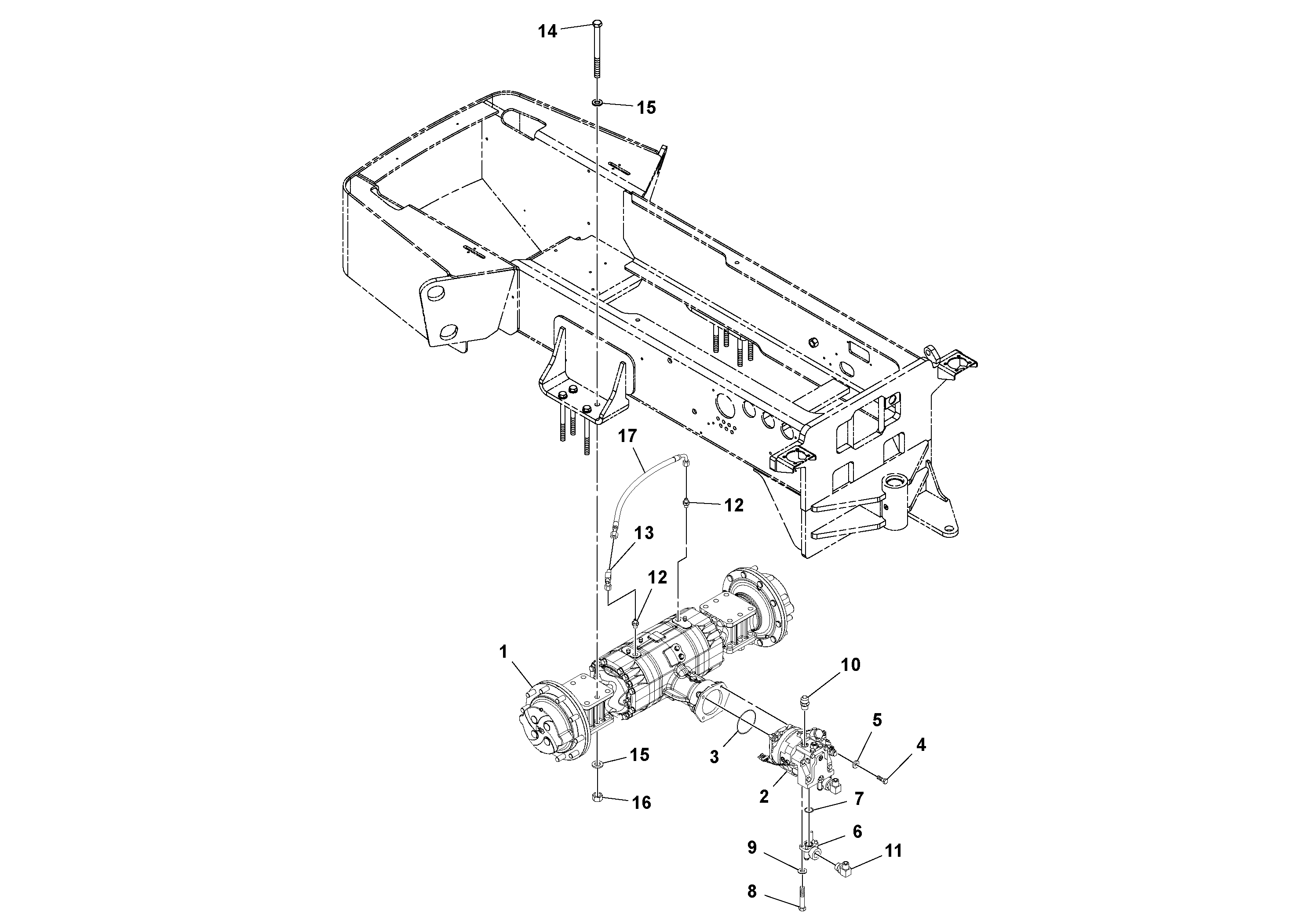 Схема запчастей Volvo SD70D/SD70F/SD77DX/SD77F S/N 197387- - 101026 Установка моста 