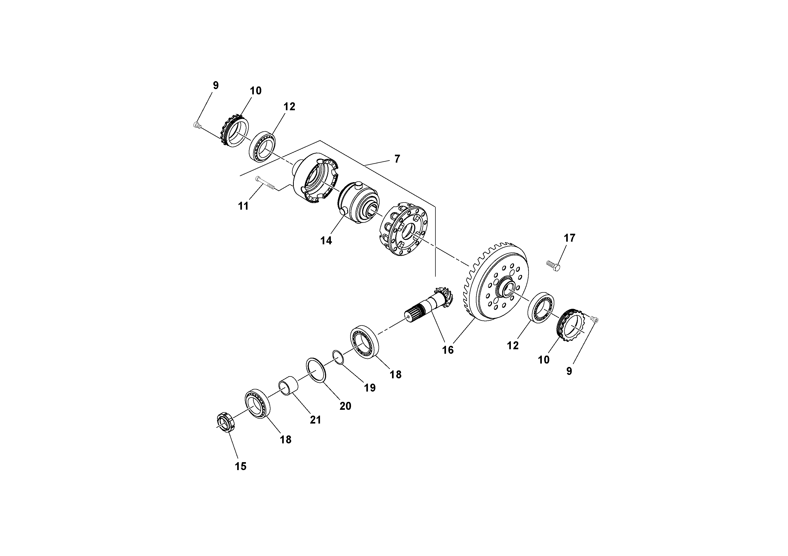 Схема запчастей Volvo SD70D/SD70F/SD77DX/SD77F S/N 197387- - 15328 Мост (ось) 