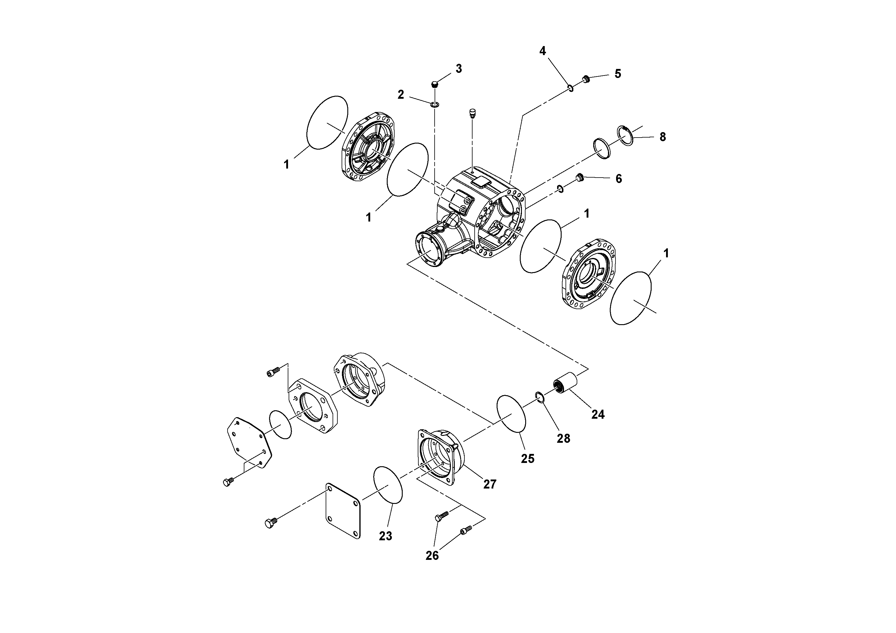Схема запчастей Volvo SD70D/SD70F/SD77DX/SD77F S/N 197387- - 77935 Мост (ось) 