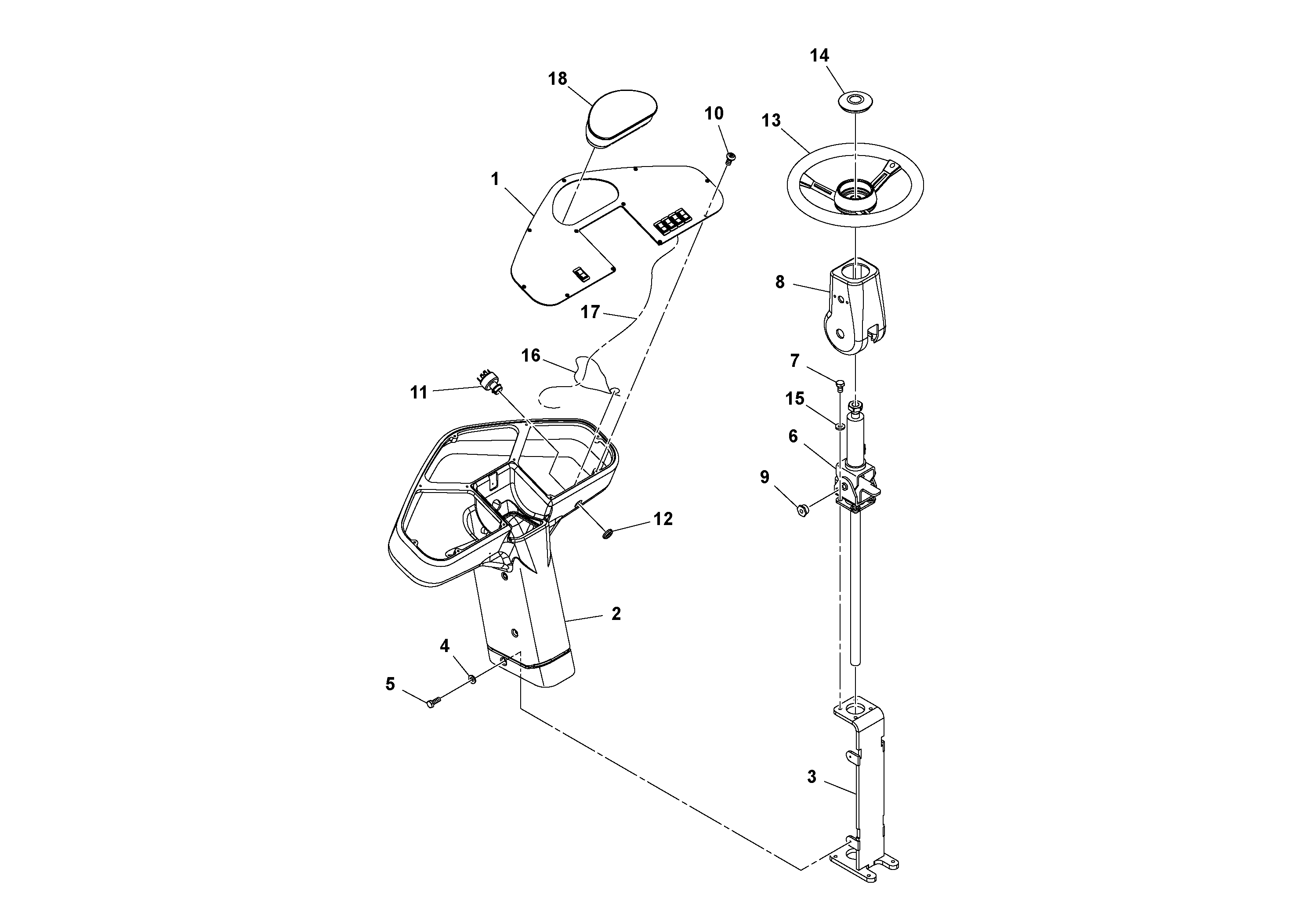 Схема запчастей Volvo SD70D/SD70F/SD77DX/SD77F S/N 197387- - 82154 Pedestal Assembly 