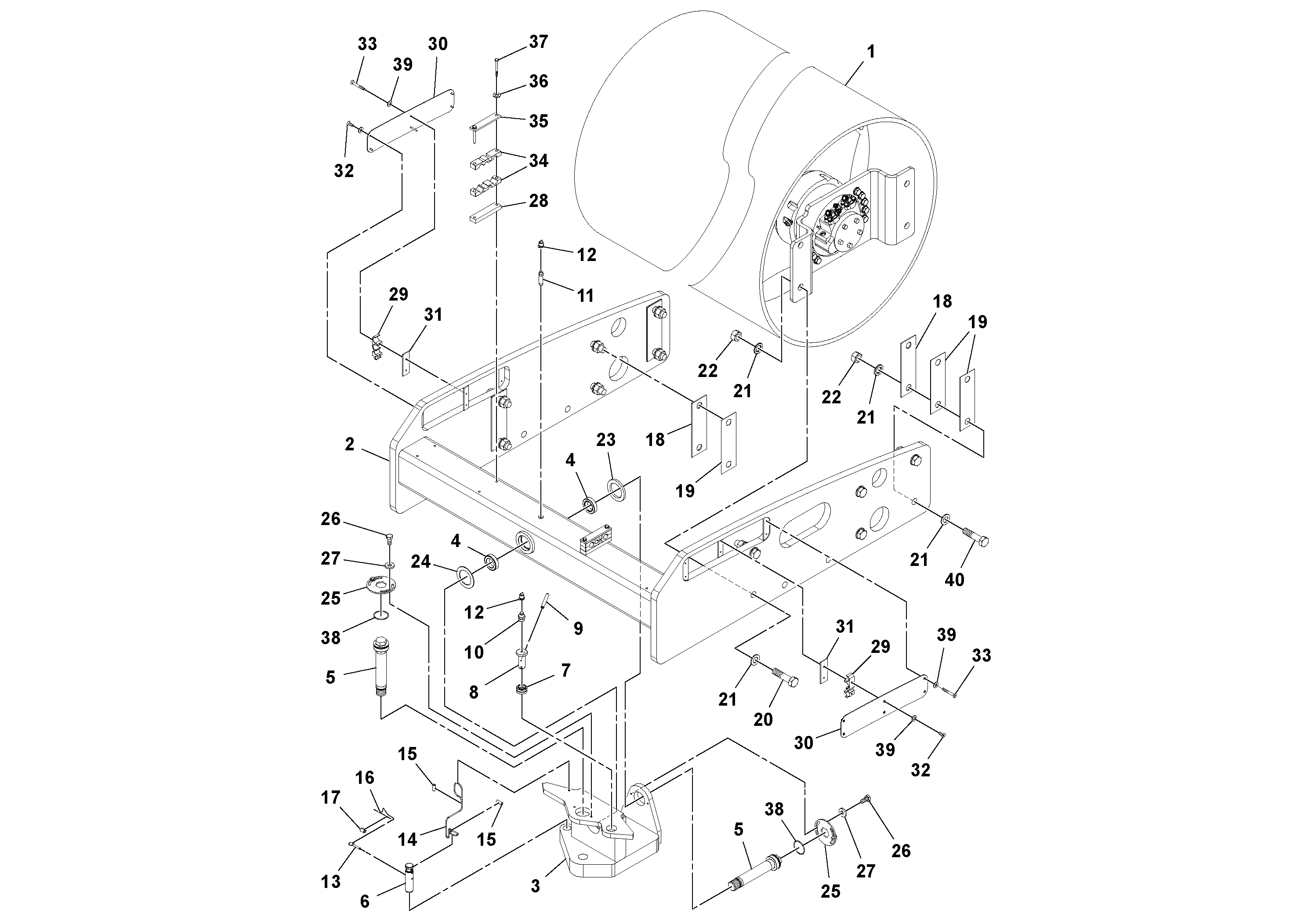 Схема запчастей Volvo SD70D/SD70F/SD77DX/SD77F S/N 197387- - 82084 Front Frame Installation 
