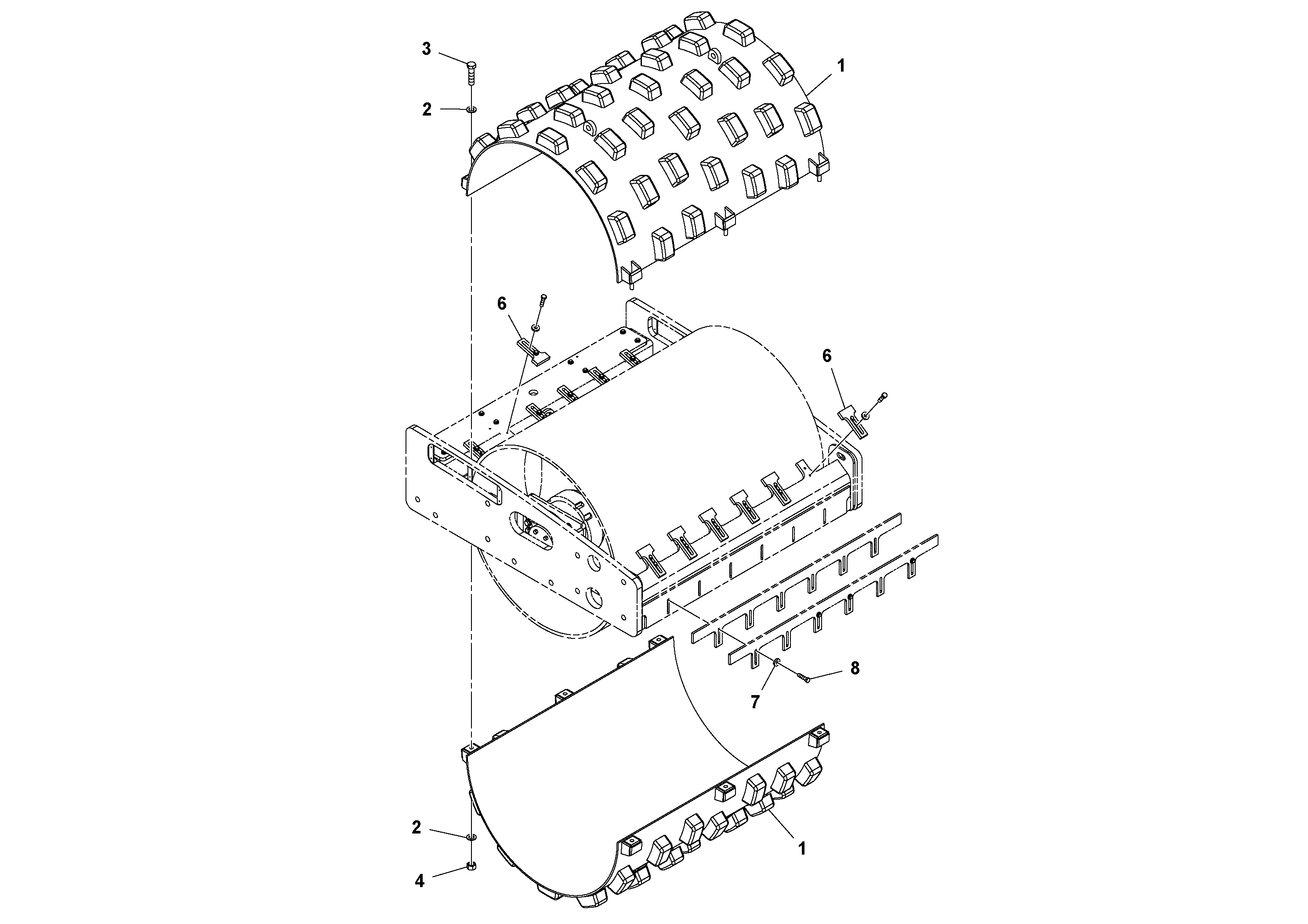 Схема запчастей Volvo SD70D/SD70F/SD77DX/SD77F S/N 197387- - 85390 Bolt-on Shell Installation 