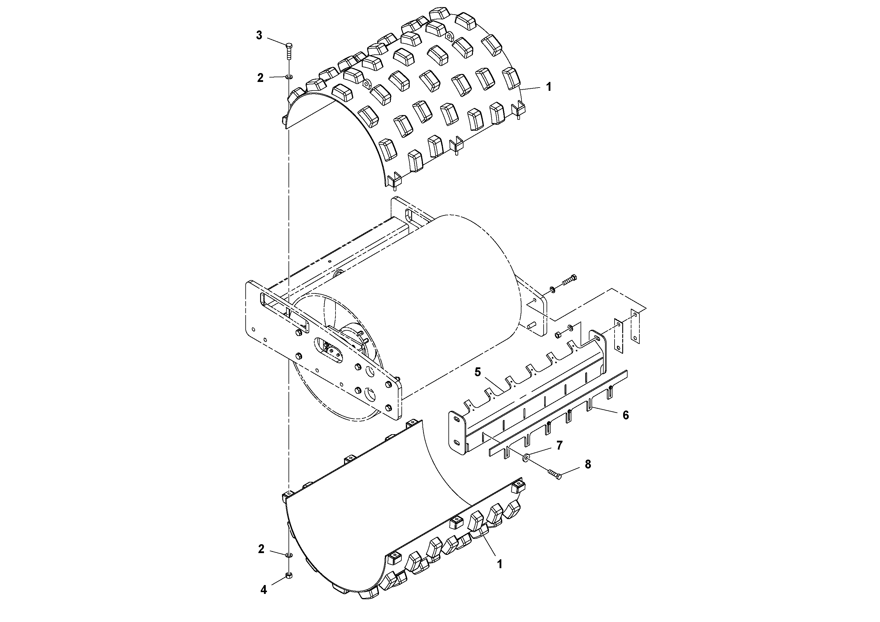 Схема запчастей Volvo SD70D/SD70F/SD77DX/SD77F S/N 197387- - 89666 Bolt-on Shell Installation 