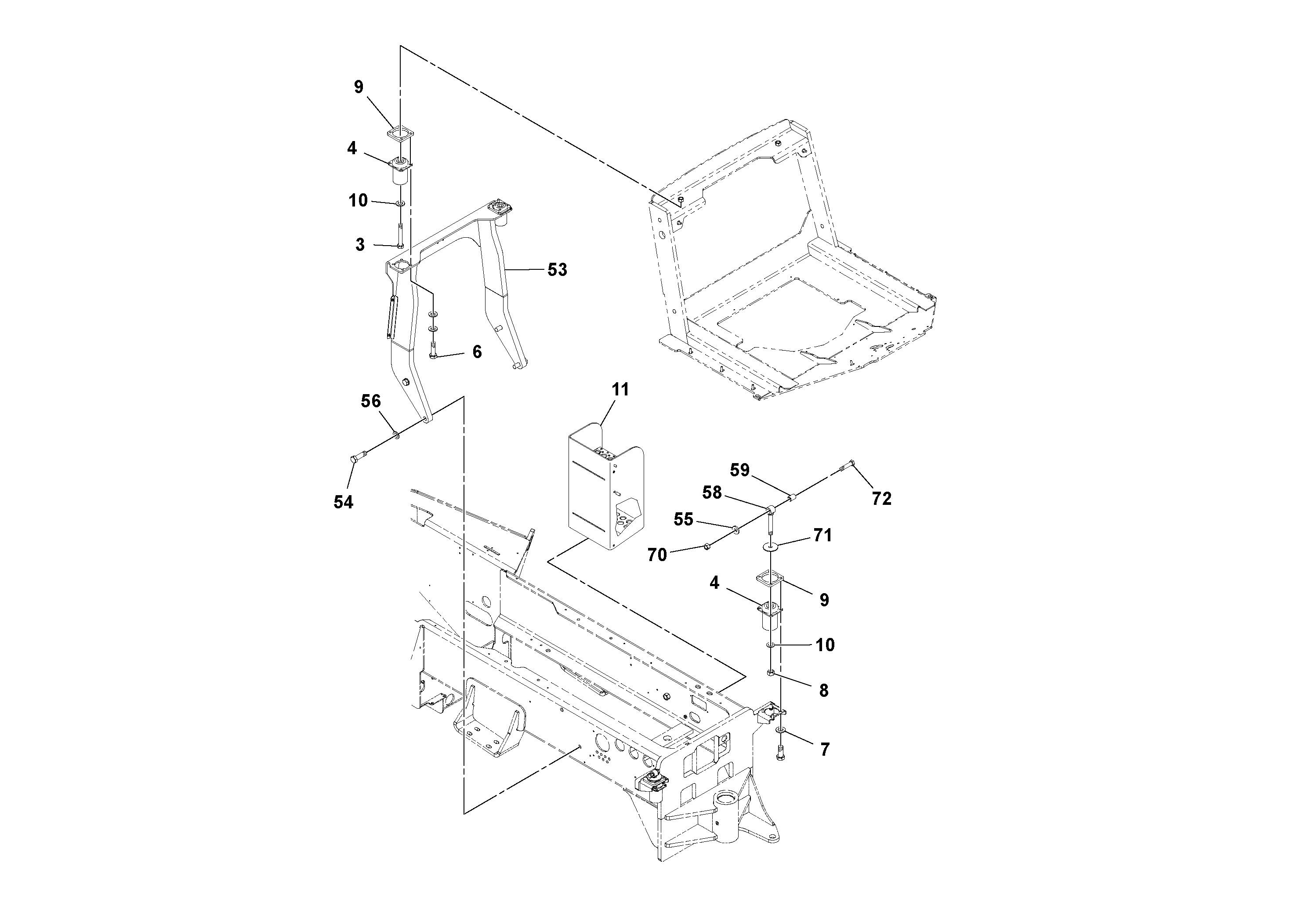 Схема запчастей Volvo SD70D/SD70F/SD77DX/SD77F S/N 197387- - 106276 Cab With Heater 