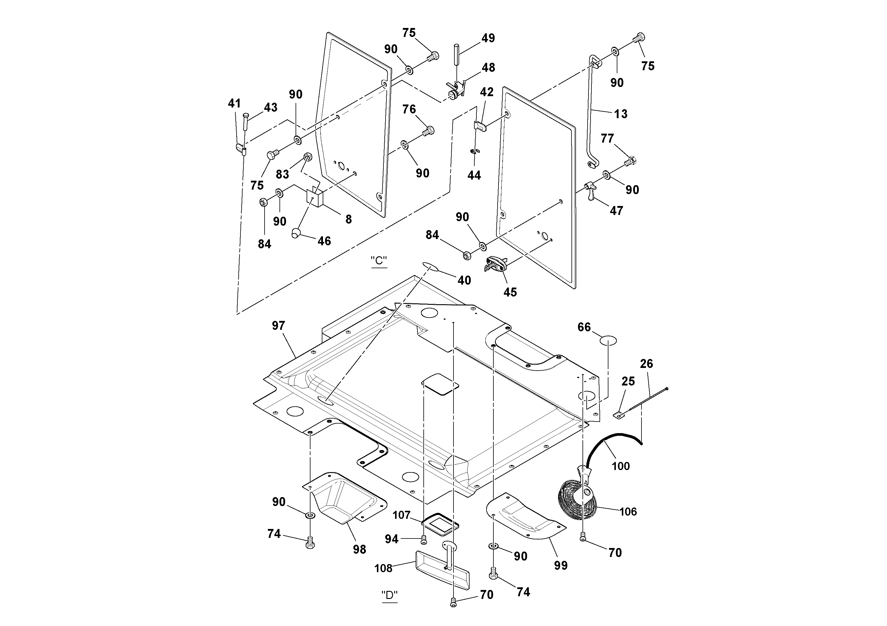 Схема запчастей Volvo SD70D/SD70F/SD77DX/SD77F S/N 197387- - 36862 Cab Assembly 