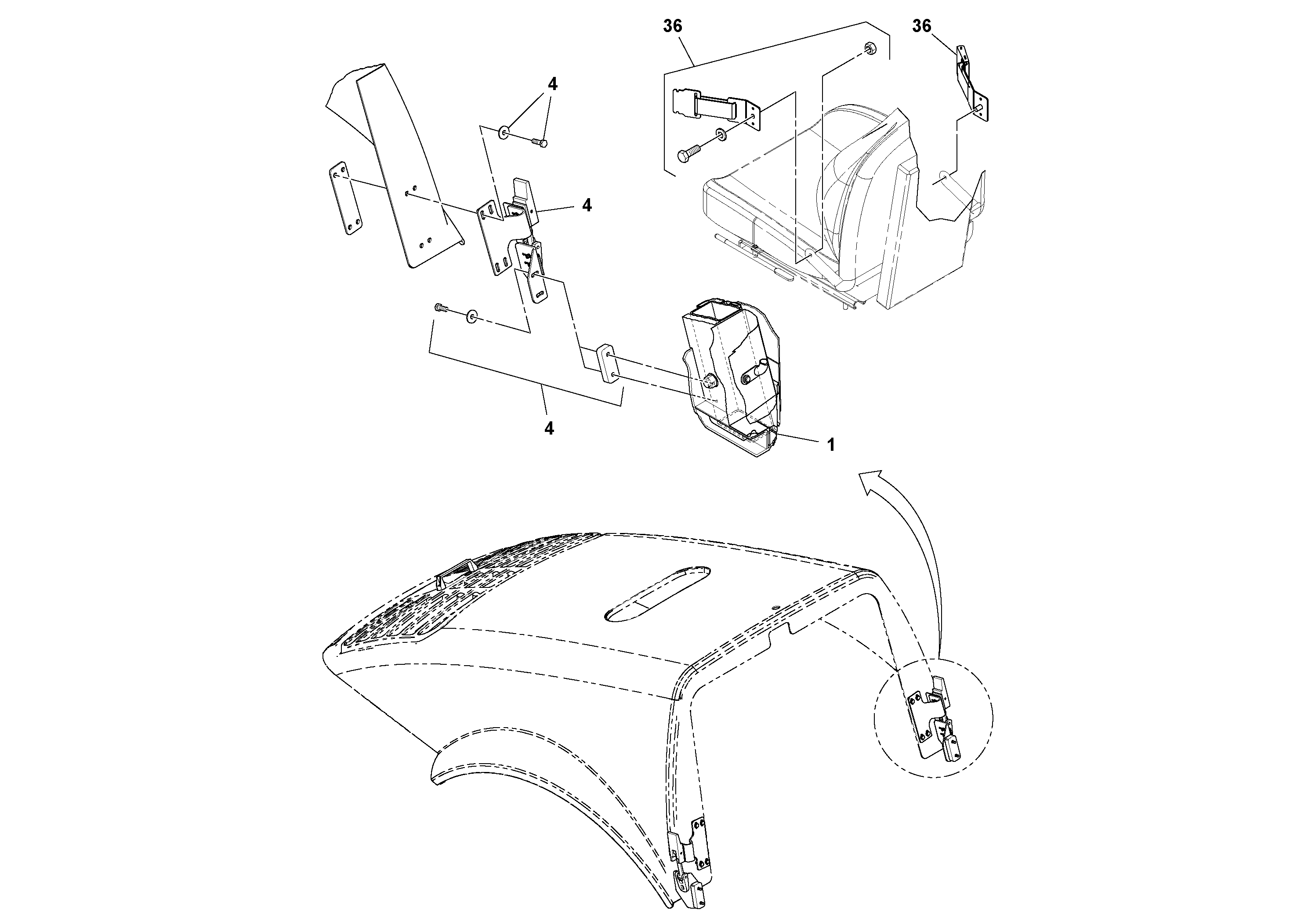 Схема запчастей Volvo SD70D/SD70F/SD77DX/SD77F S/N 197387- - 37214 Cab With Heater and Air Conditioning Installation 