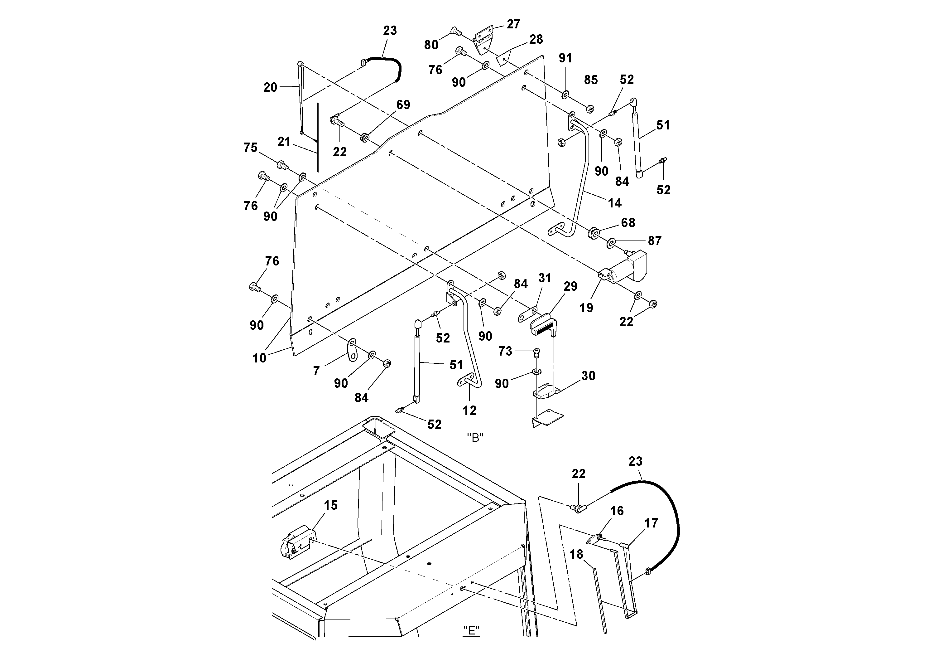 Схема запчастей Volvo SD70D/SD70F/SD77DX/SD77F S/N 197387- - 53355 Cab Assembly 