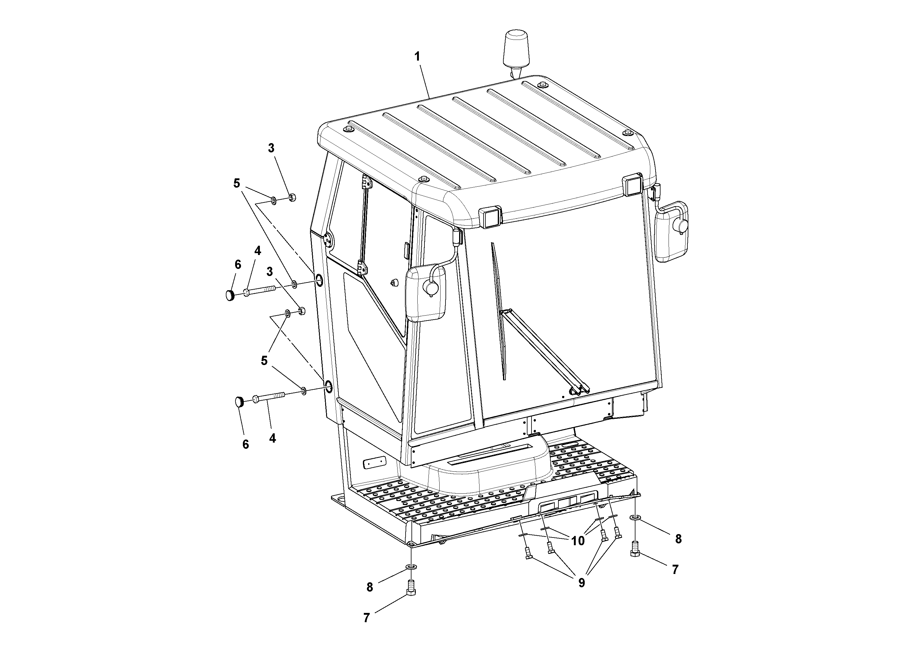 Схема запчастей Volvo SD70D/SD70F/SD77DX/SD77F S/N 197387- - 85727 Cab With Heater Assembly 
