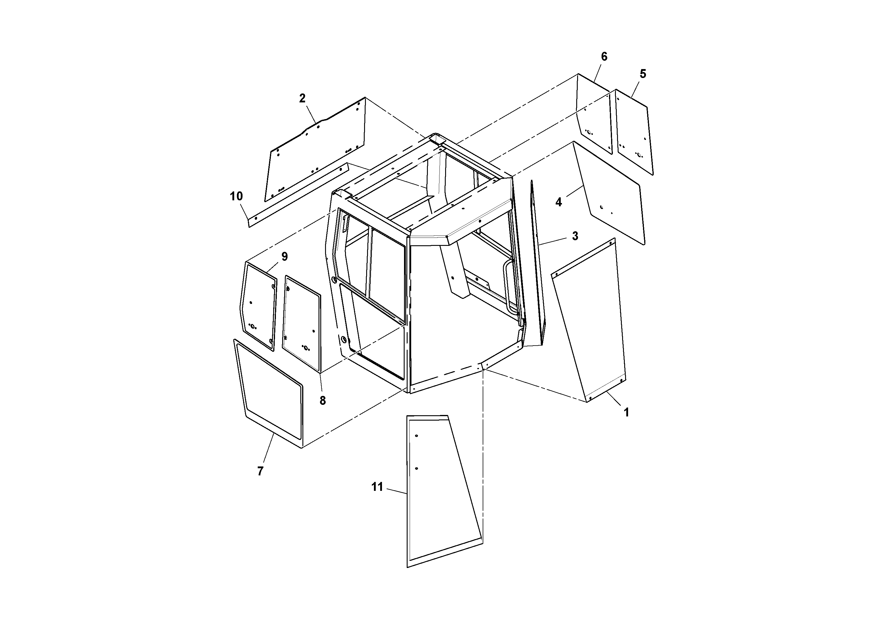 Схема запчастей Volvo SD70D/SD70F/SD77DX/SD77F S/N 197387- - 90327 Cab Glass Assembly 