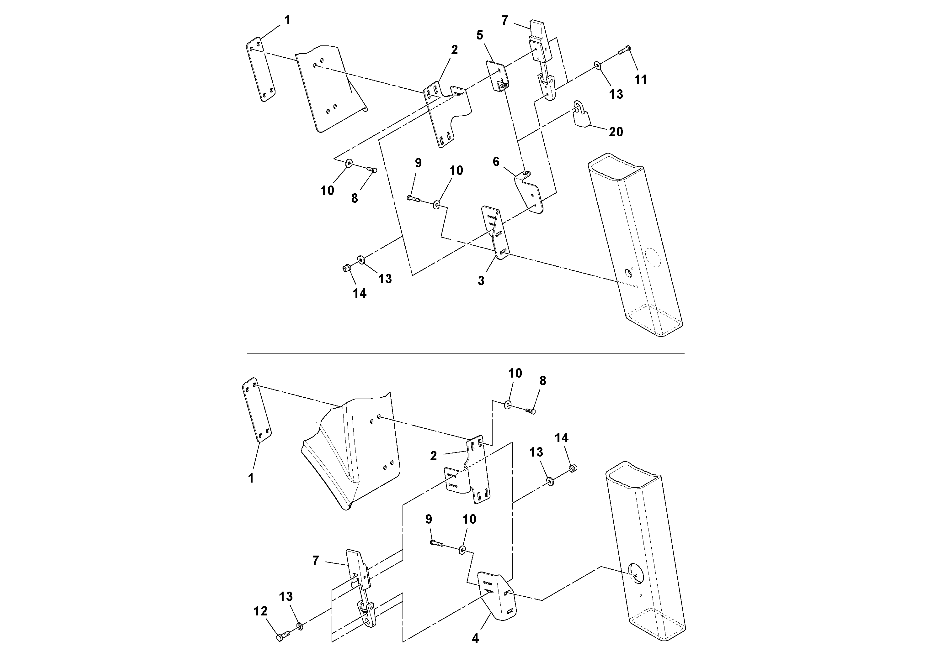 Схема запчастей Volvo SD70D/SD70F/SD77DX/SD77F S/N 197387- - 86083 Hood lock installation 