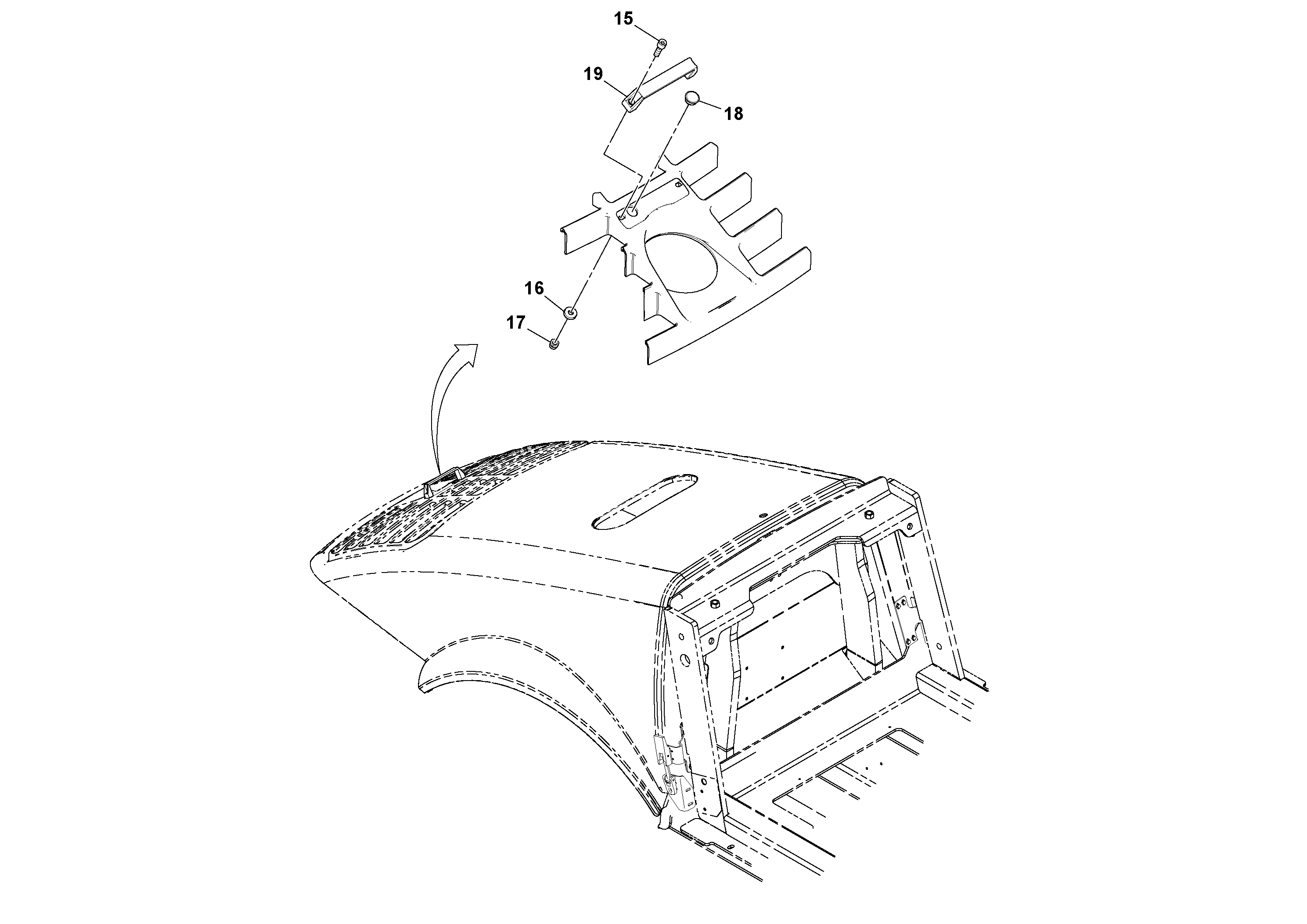Схема запчастей Volvo SD70D/SD70F/SD77DX/SD77F S/N 197387- - 88915 Hood lock installation 