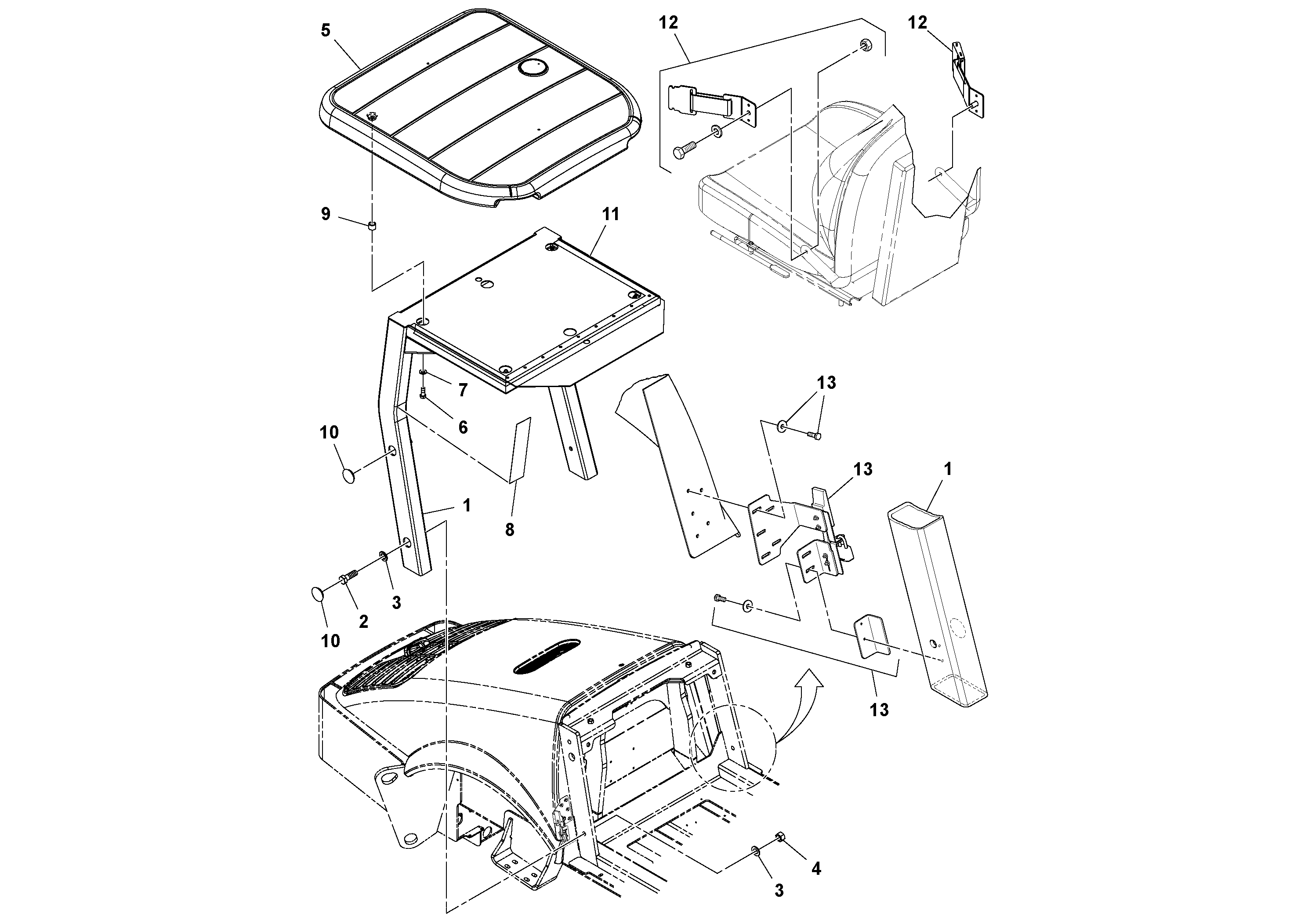 Схема запчастей Volvo SD70D/SD70F/SD77DX/SD77F S/N 197387- - 100127 ROPS/FOPS Installation 