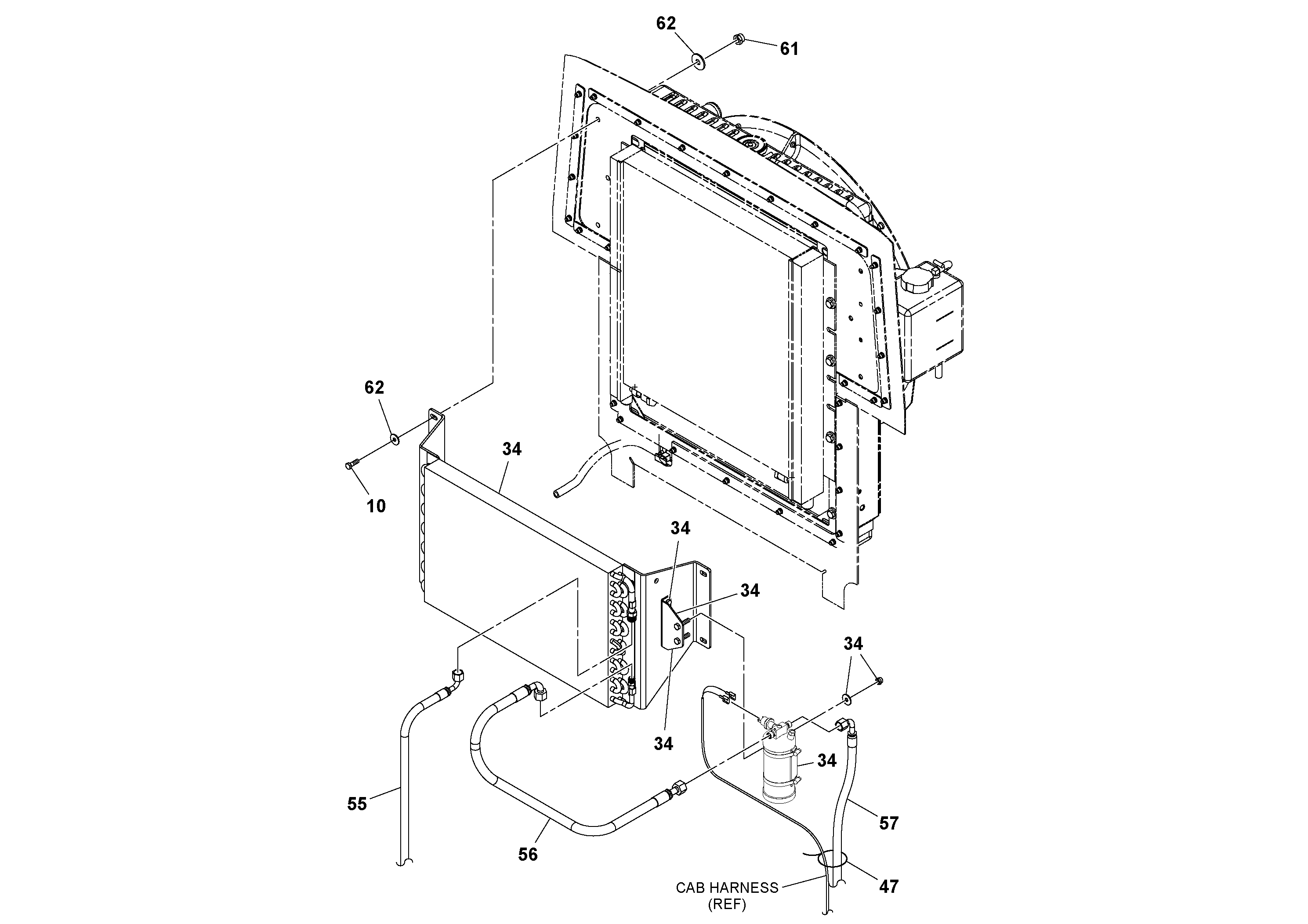 Схема запчастей Volvo SD70D/SD70F/SD77DX/SD77F S/N 197387- - 39025 Cab Heater Assembly 