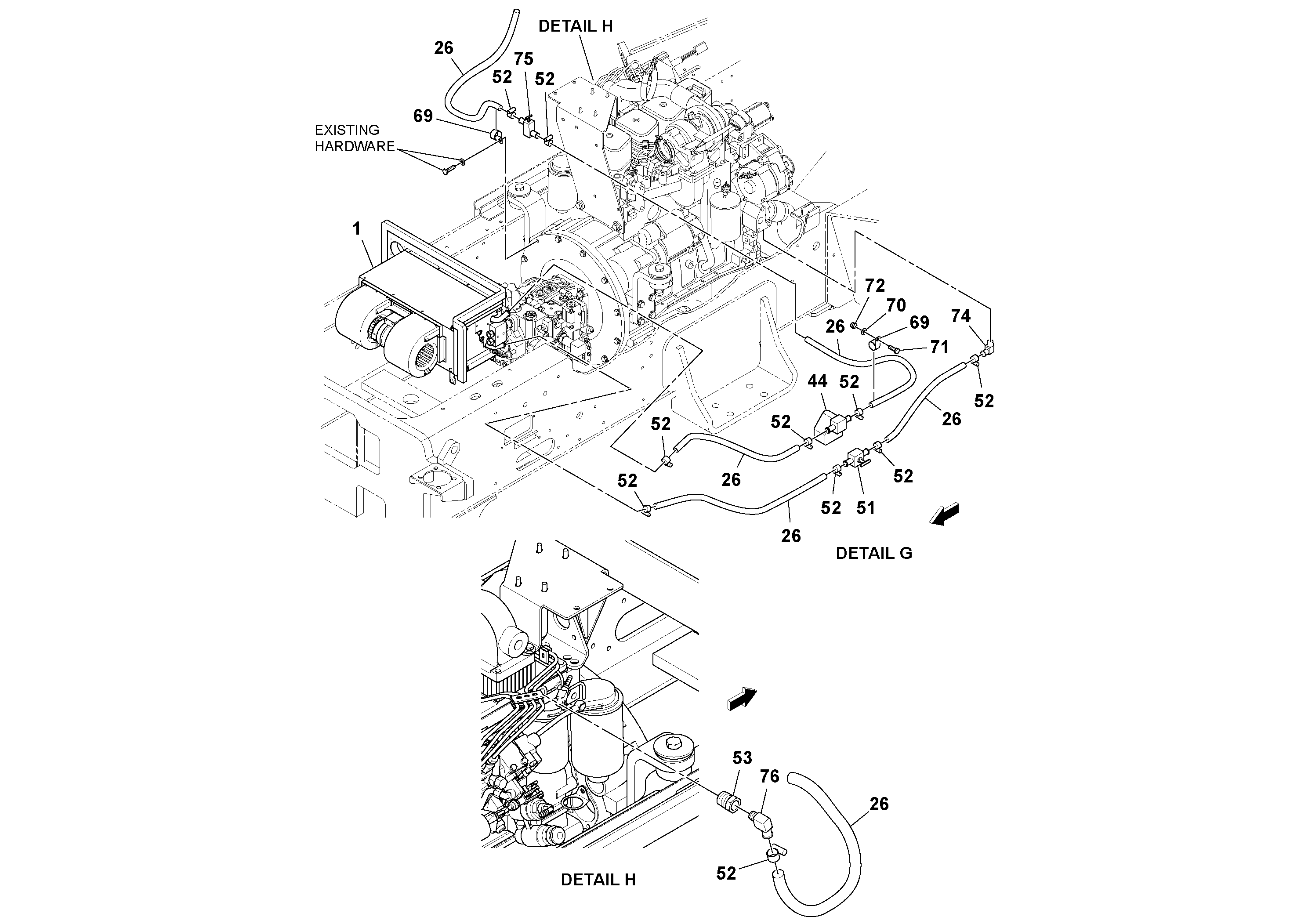 Схема запчастей Volvo SD70D/SD70F/SD77DX/SD77F S/N 197387- - 39030 Cab Heater Assembly 