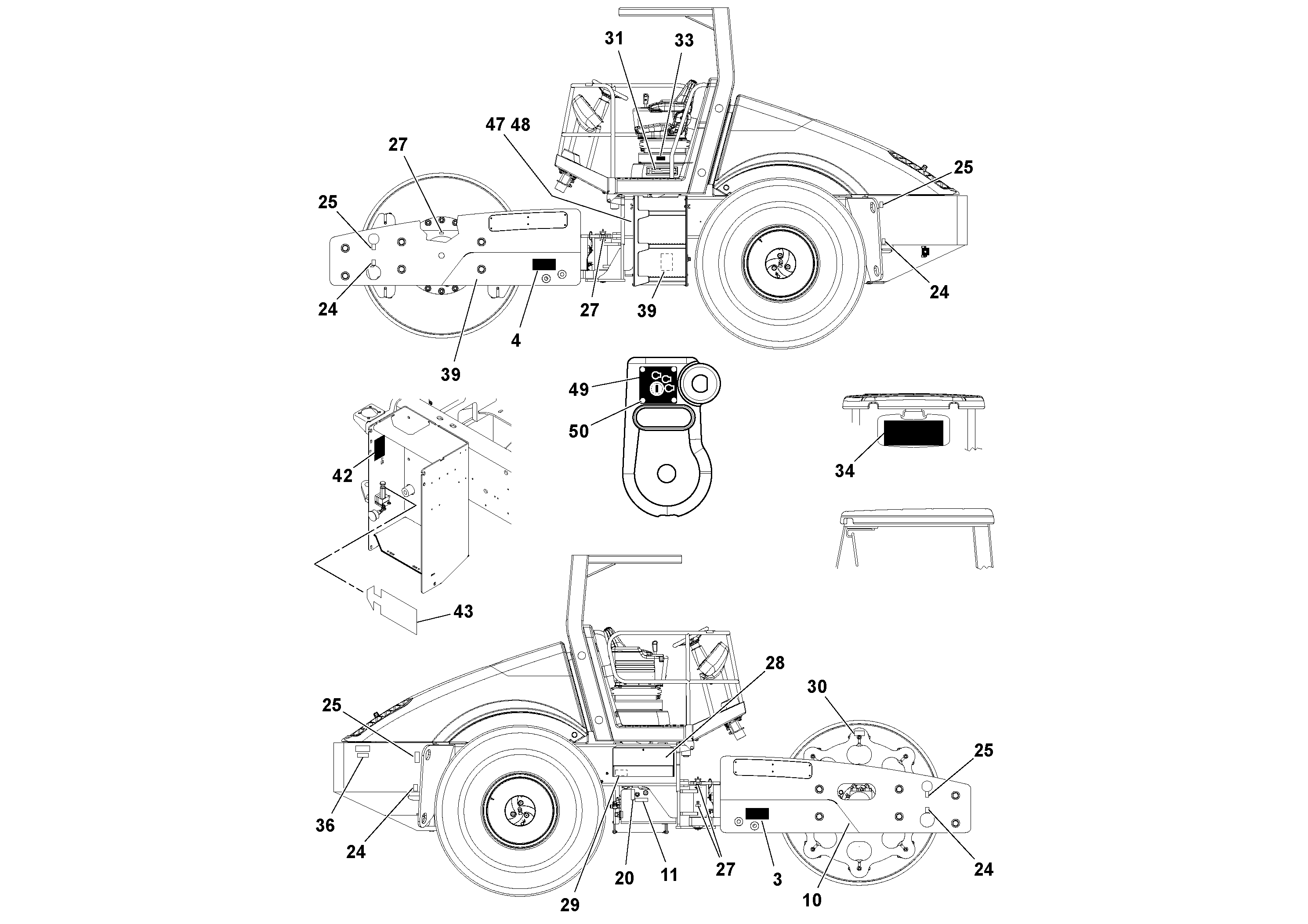 Схема запчастей Volvo SD70D/SD70F/SD77DX/SD77F S/N 197387- - 47429 Decal Installation 