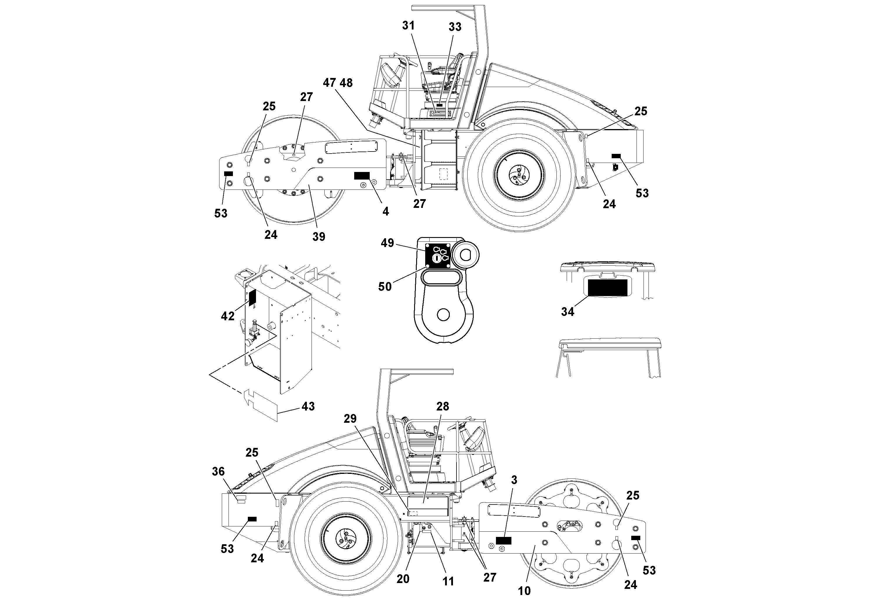 Схема запчастей Volvo SD70D/SD70F/SD77DX/SD77F S/N 197387- - 85954 Decal Installation 