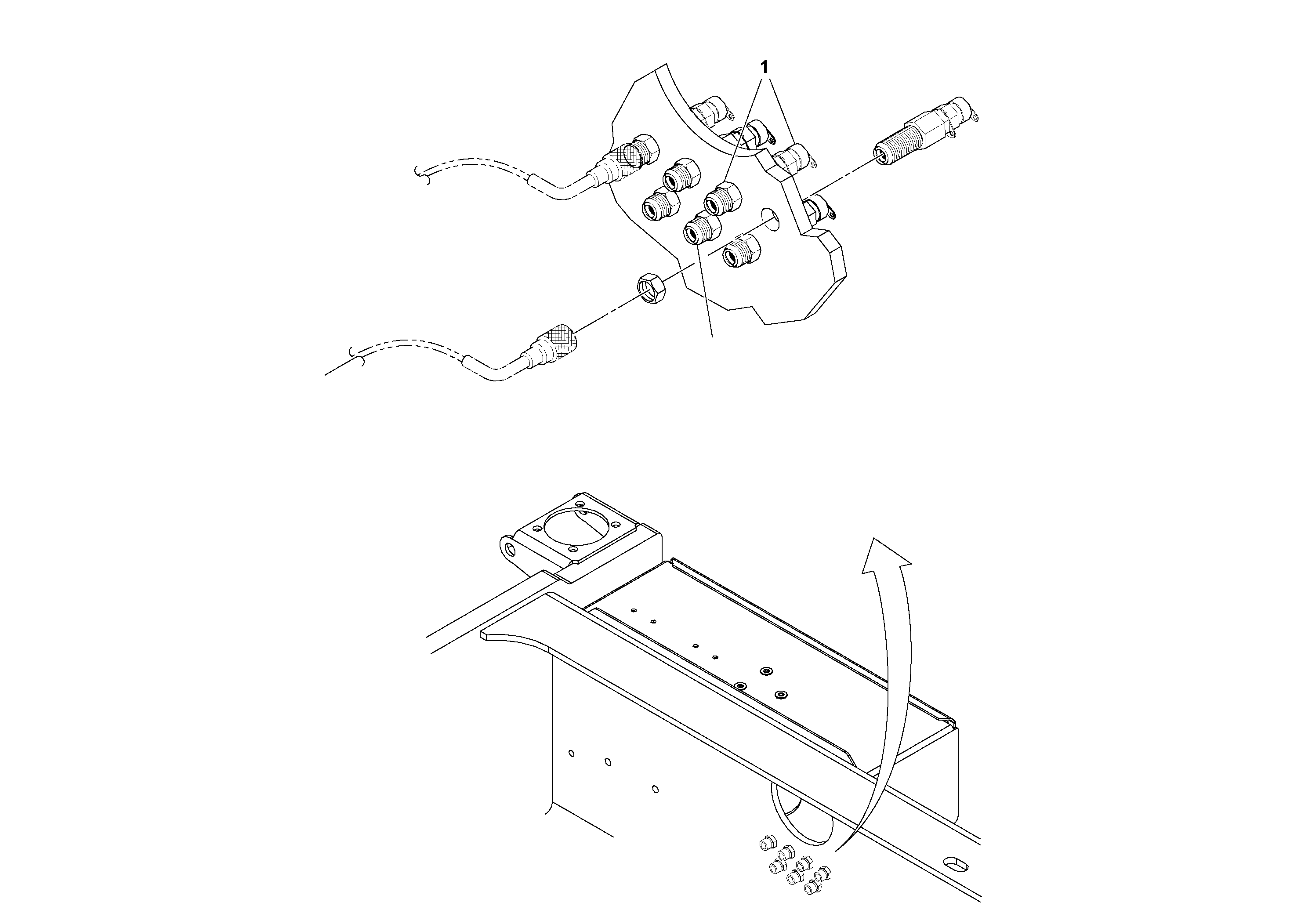 Схема запчастей Volvo SD70D/SD70F/SD77DX/SD77F S/N 197387- - 93436 Hydraulic Pressure check connection Installation 