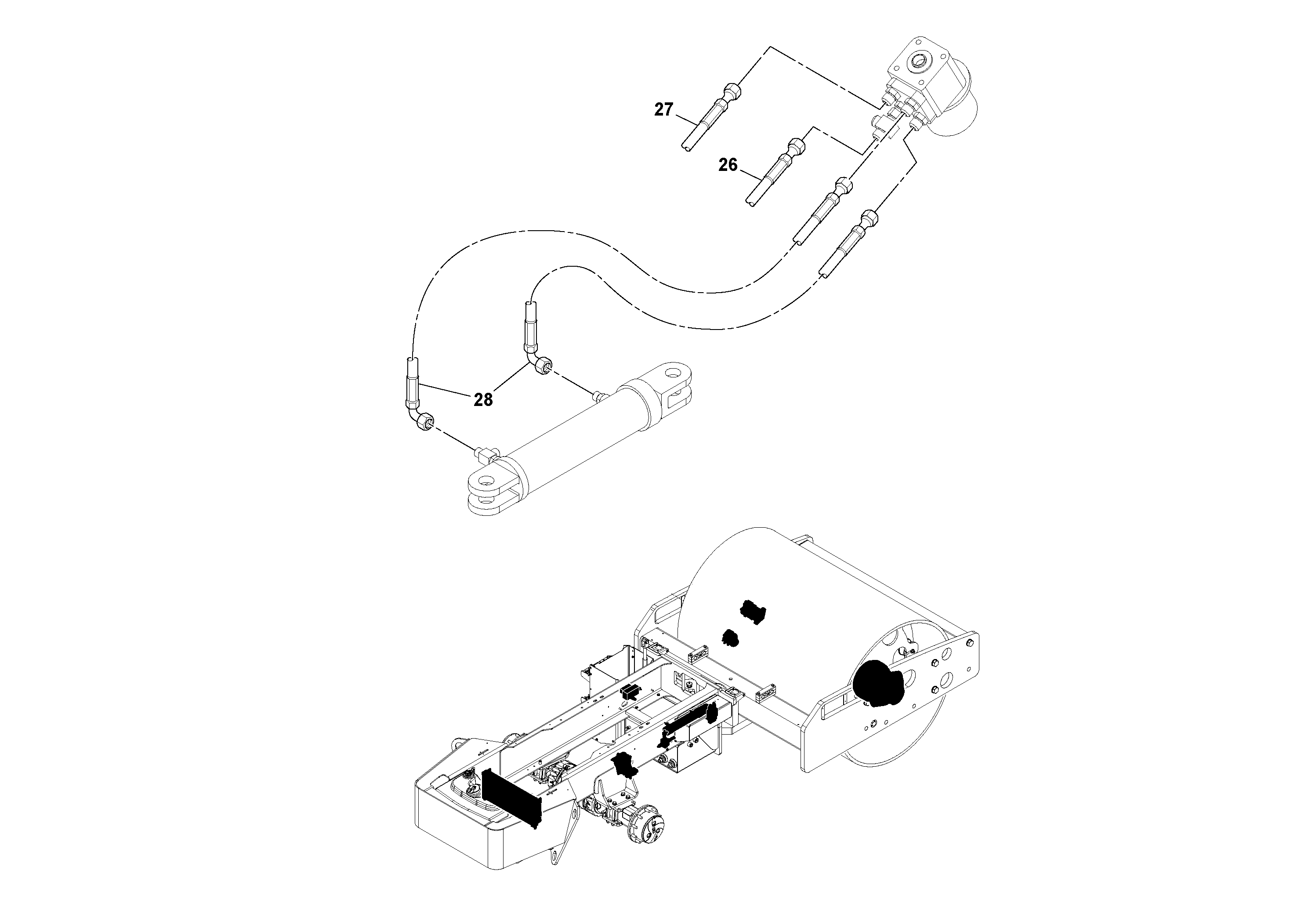 Схема запчастей Volvo SD70D/SD70F/SD77DX/SD77F S/N 197387- - 53565 Hoses Installation 