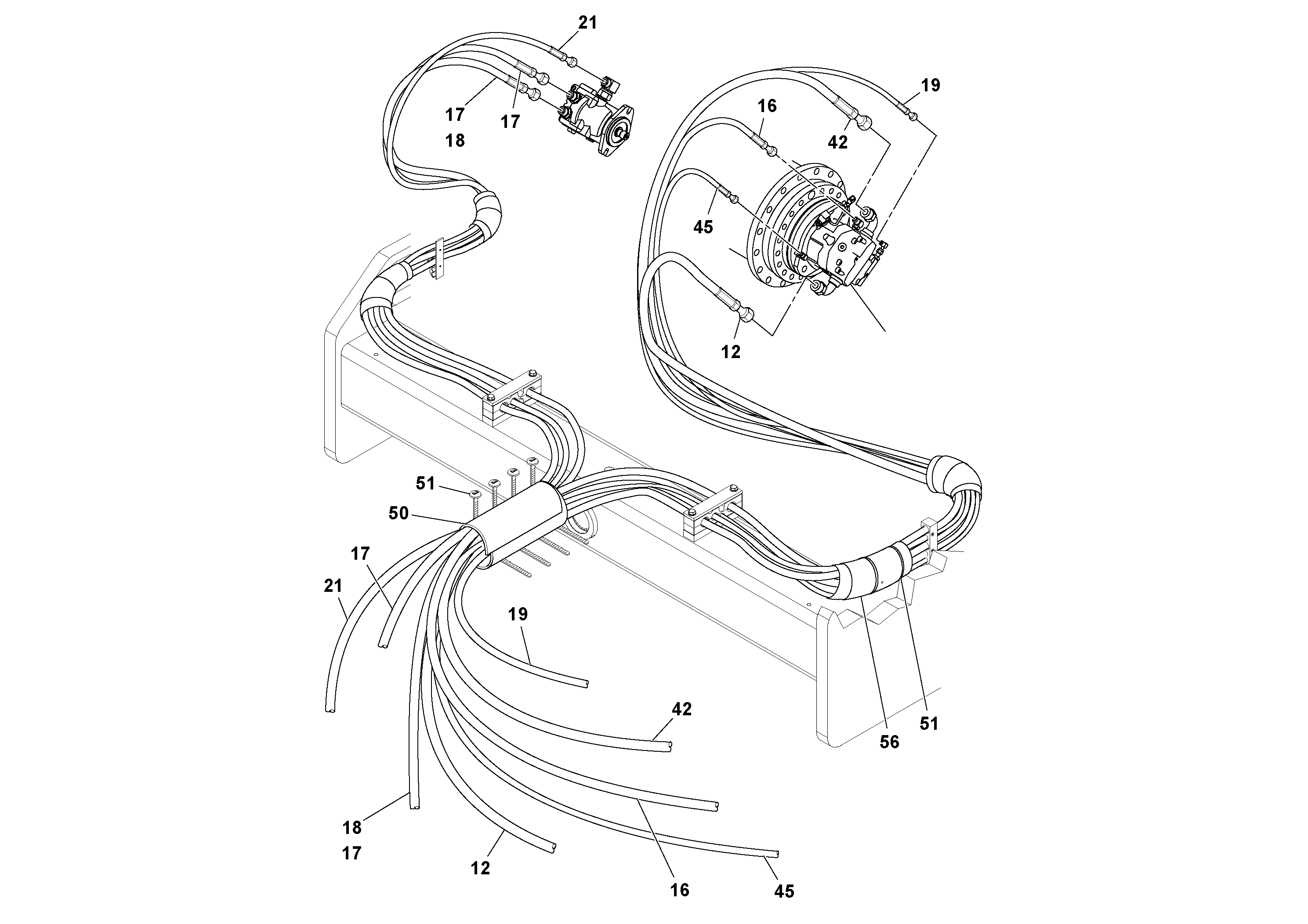 Схема запчастей Volvo SD70D/SD70F/SD77DX/SD77F S/N 197387- - 53567 Hoses Installation 