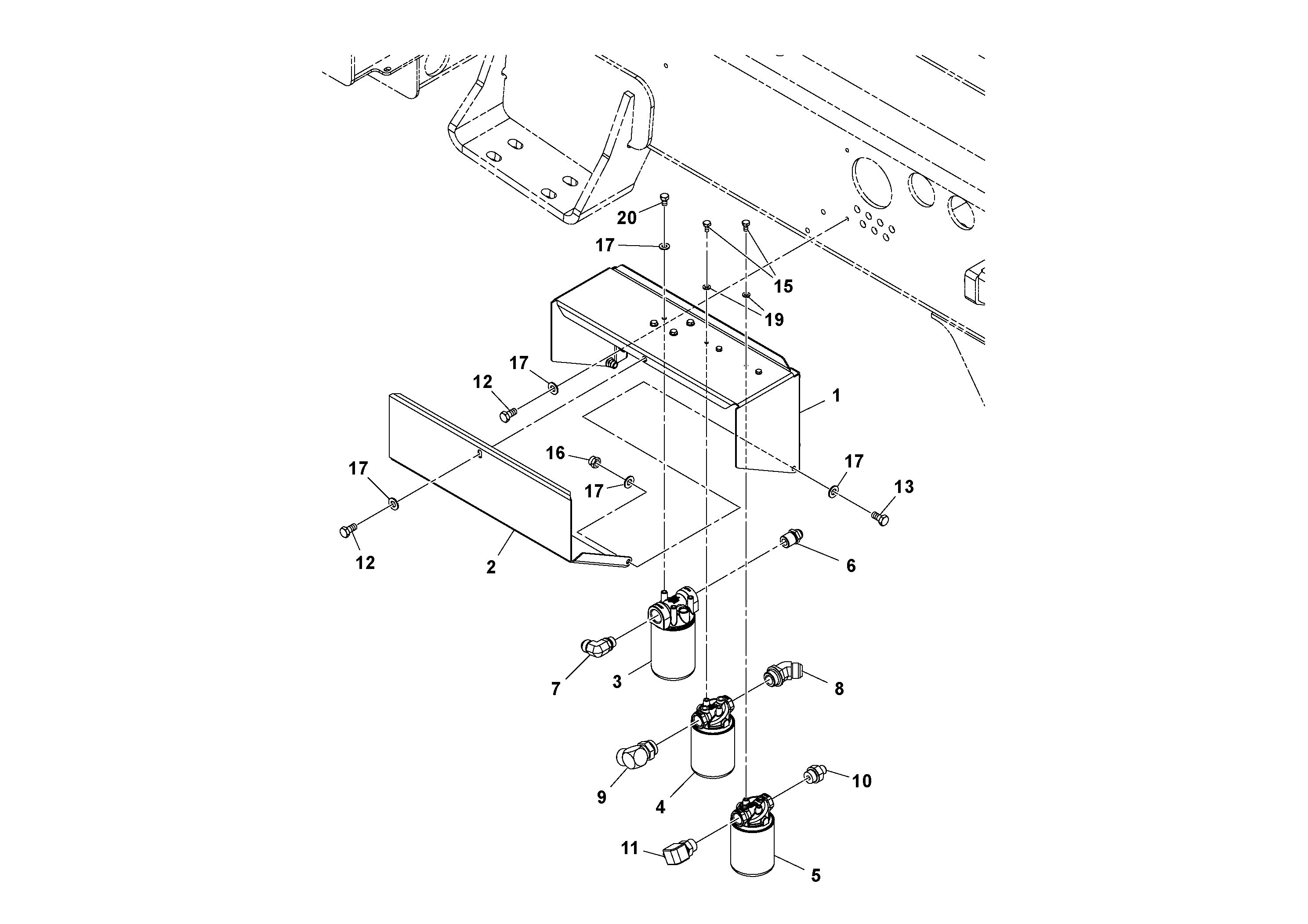 Схема запчастей Volvo SD70D/SD70F/SD77DX/SD77F S/N 197387- - 77825 Hydraulic Filter Installation 