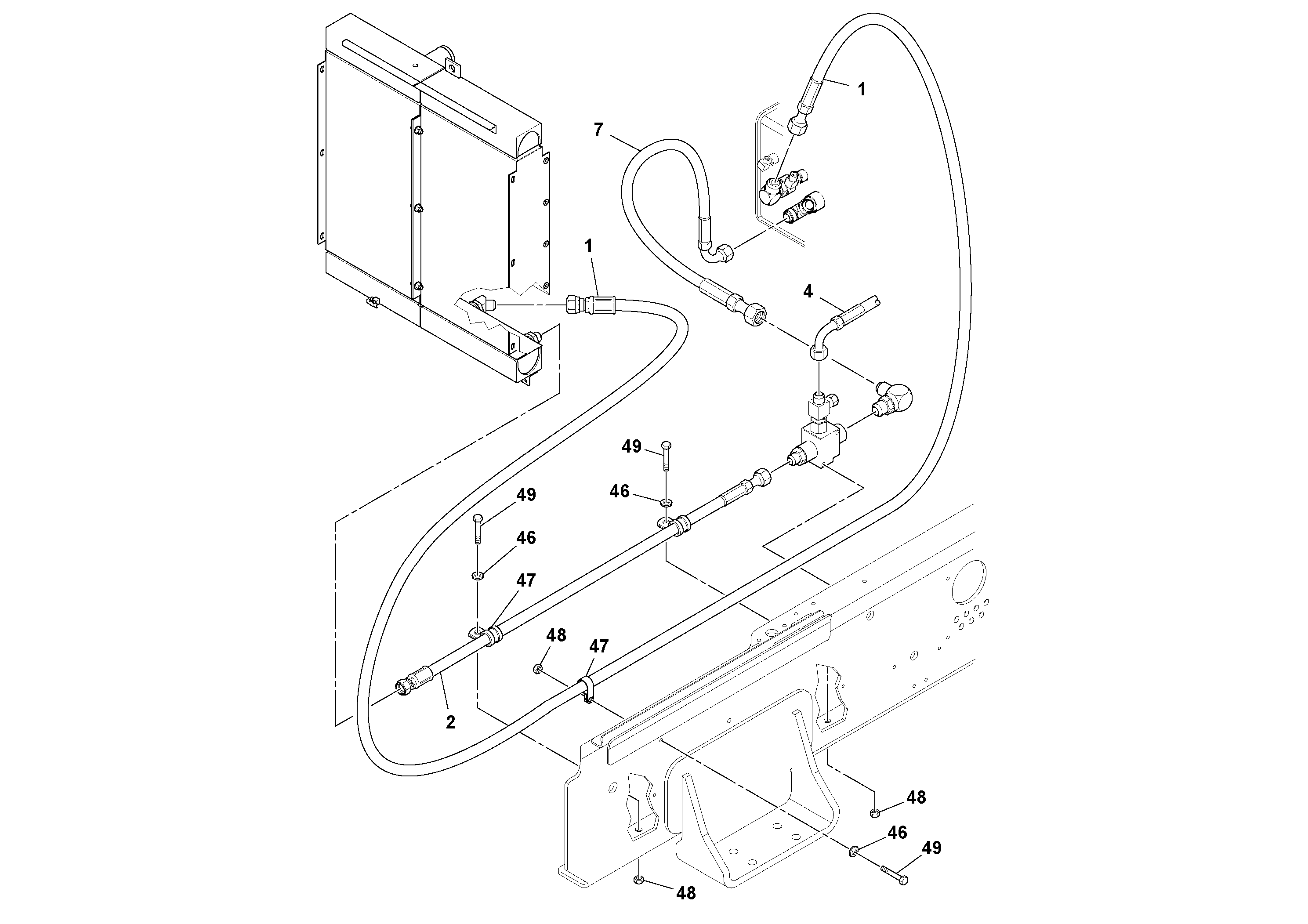 Схема запчастей Volvo SD70D/SD70F/SD77DX/SD77F S/N 197387- - 86799 Hoses Installation 