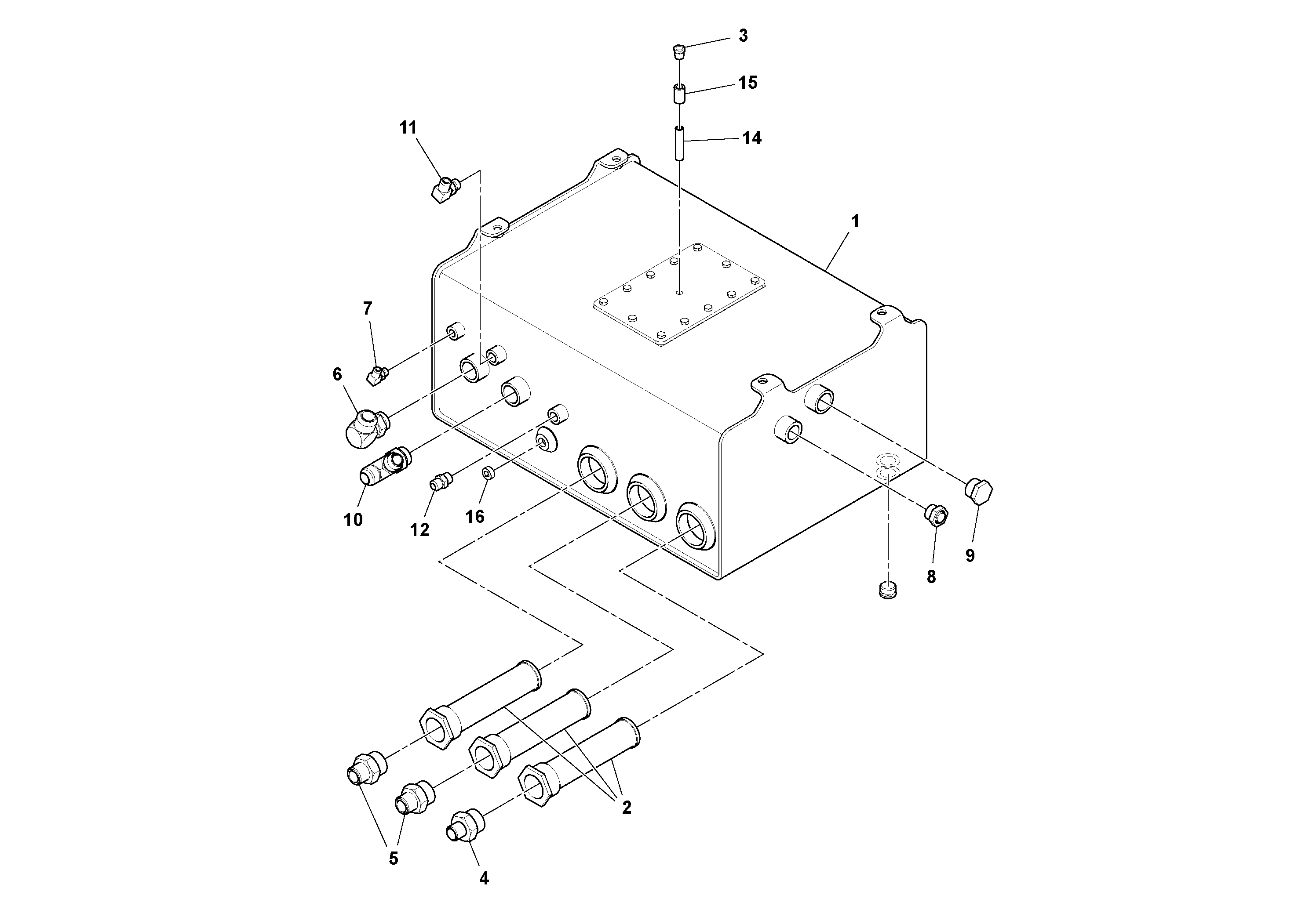 Схема запчастей Volvo SD70D/SD70F/SD77DX/SD77F S/N 197387- - 90405 Hydraulic Tank Assembly 