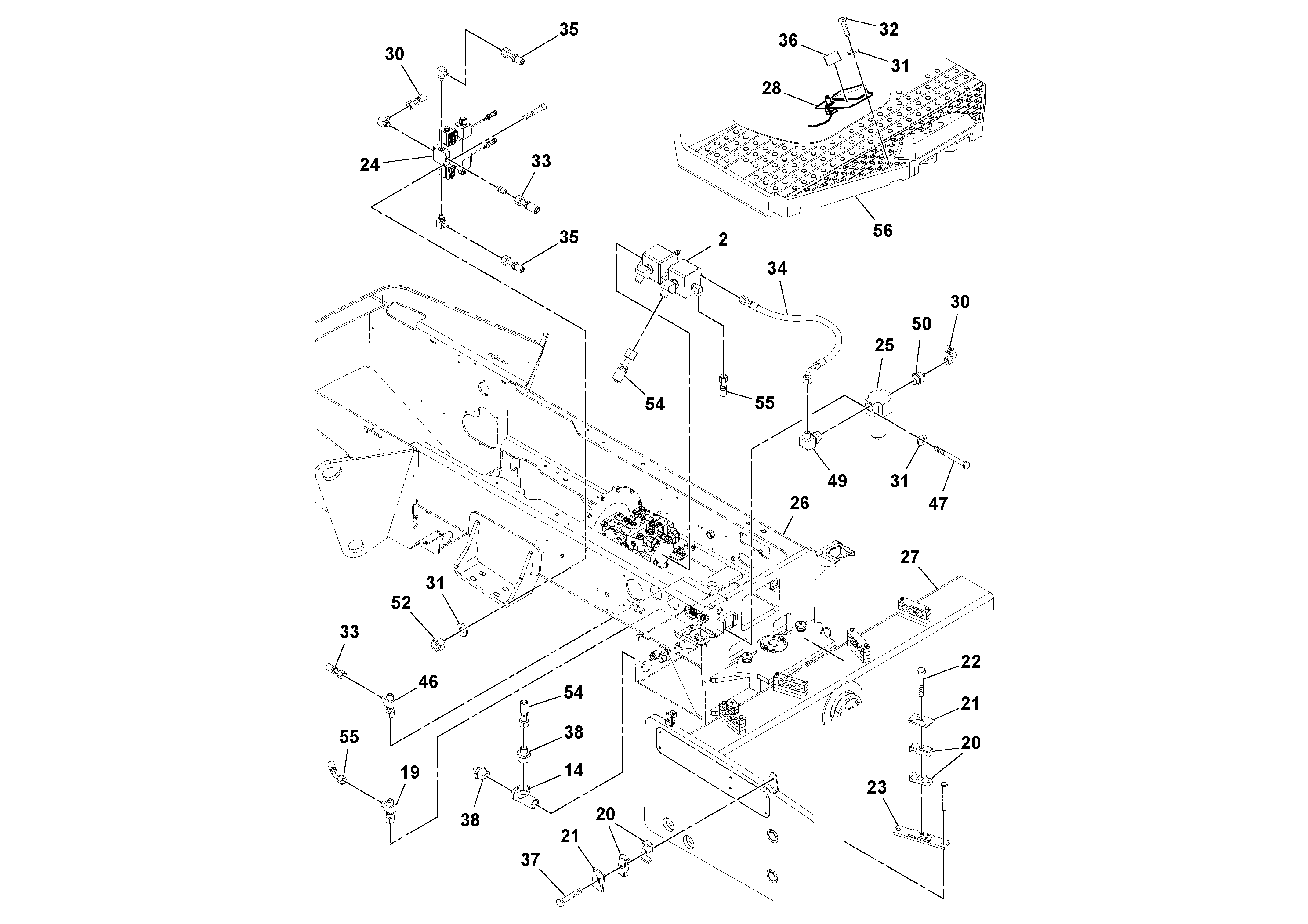 Схема запчастей Volvo SD70D/SD70F/SD77DX/SD77F S/N 197387- - 65286 Leveling Blade Installation 
