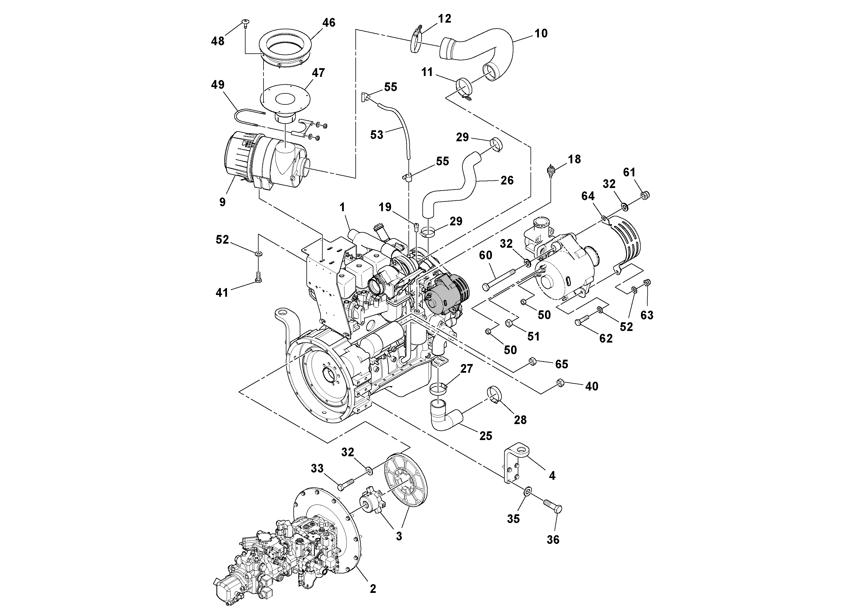 Схема запчастей Volvo SD70D/SD70F/SD77DX/SD77F S/N 197387- - 100971 Двигатель в сборе 
