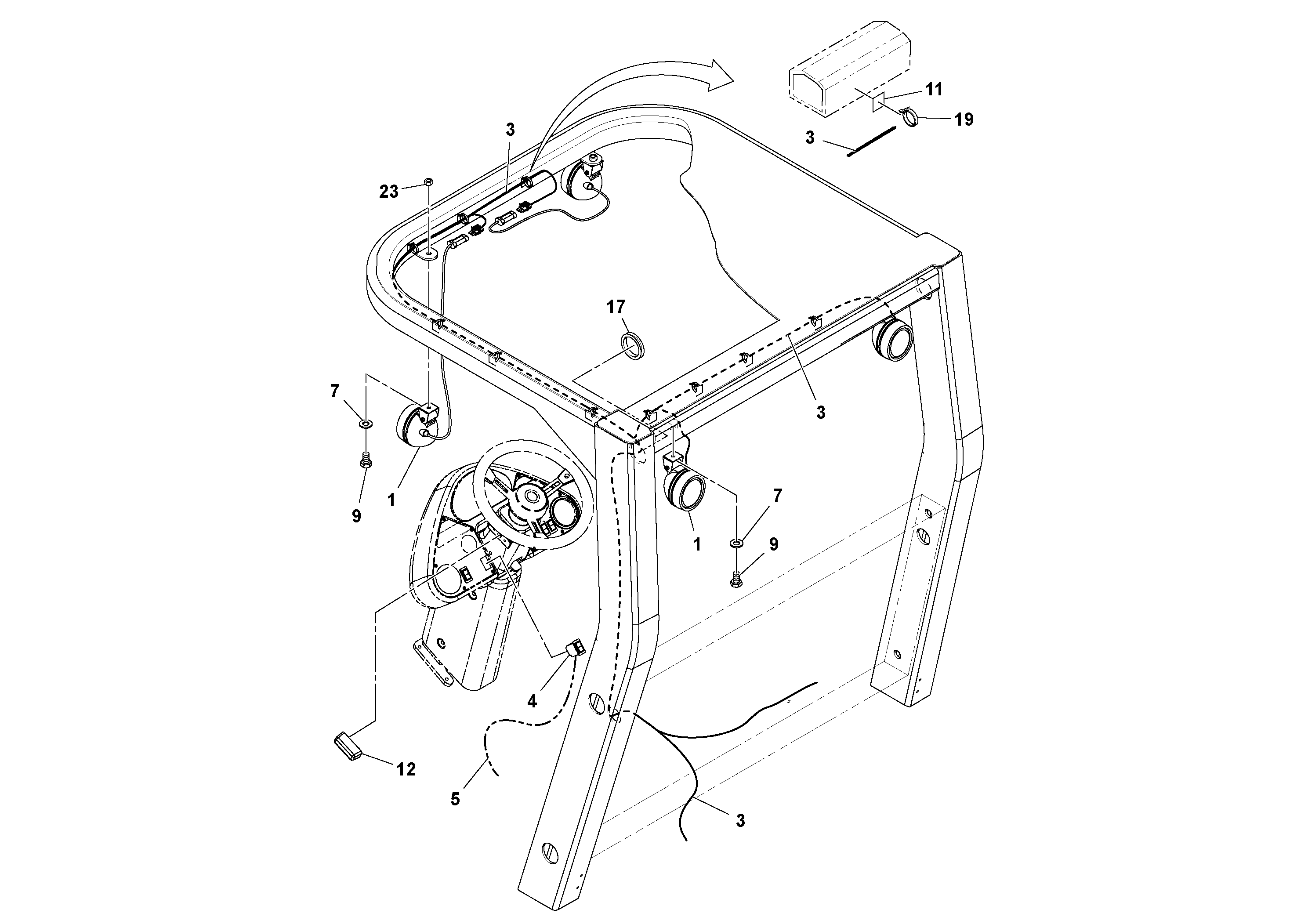 Схема запчастей Volvo SD70D/SD70F/SD77DX/SD77F S/N 197387- - 97871 Work lights Installation 