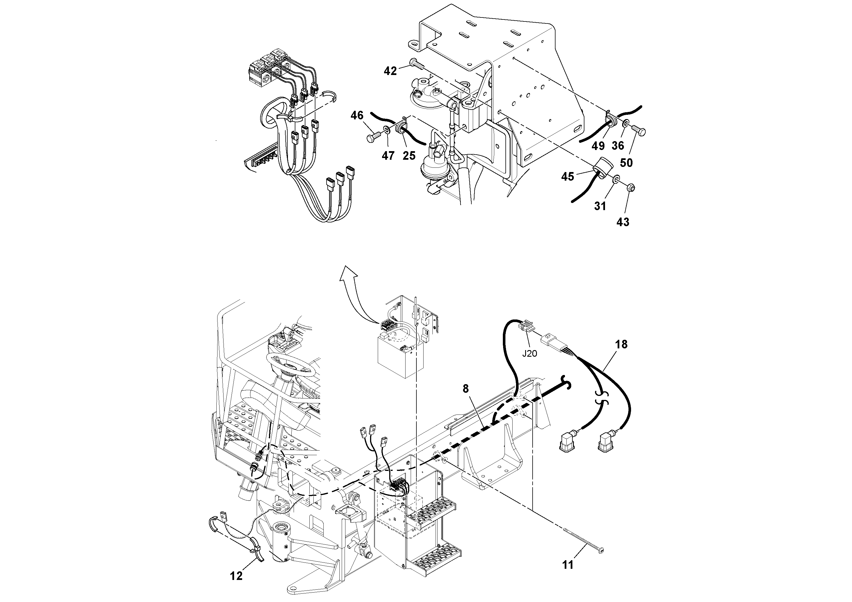 Схема запчастей Volvo SD70D/SD70F/SD77DX/SD77F S/N 197387- - 106650 Cable Harness Installation 