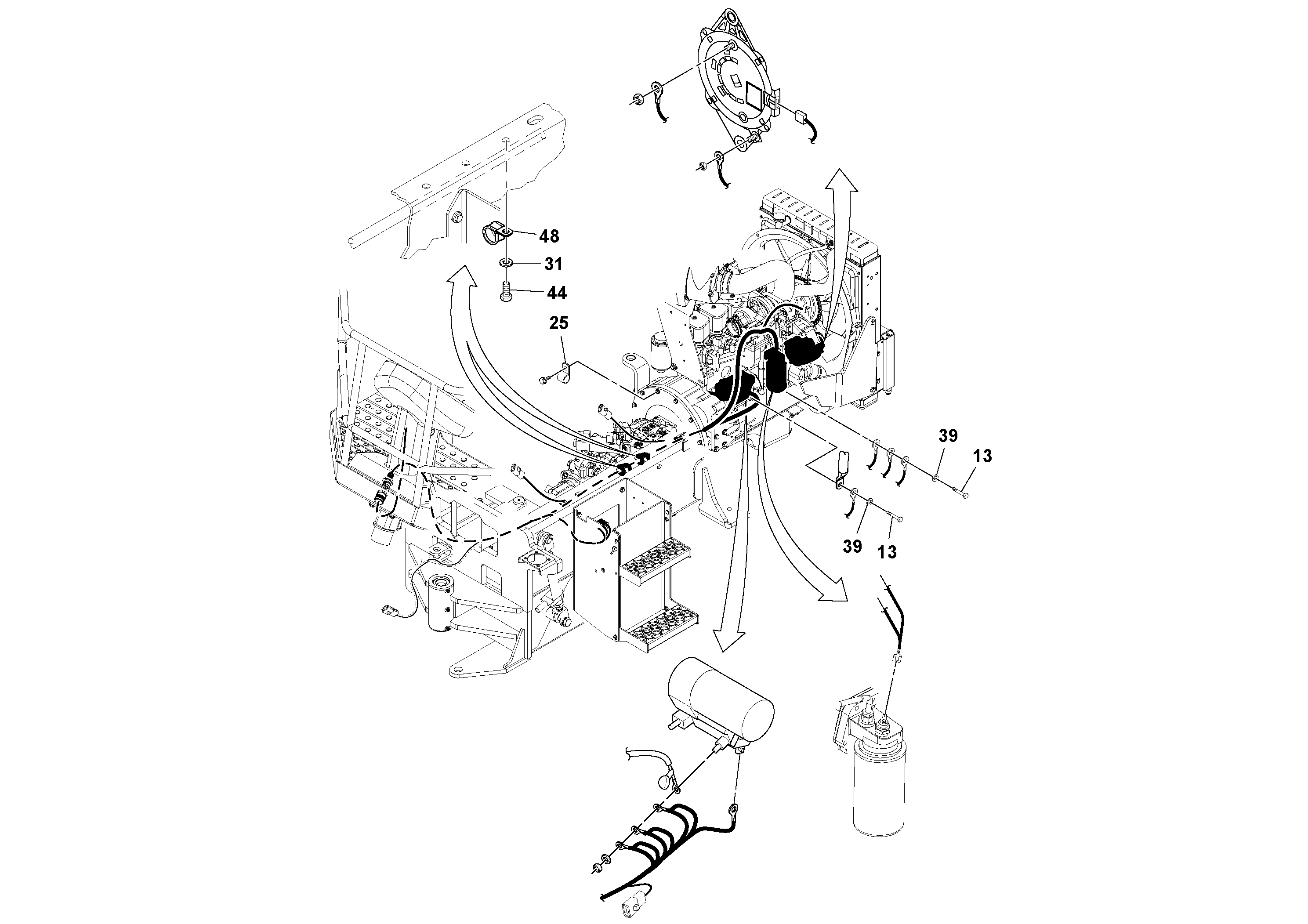 Схема запчастей Volvo SD70D/SD70F/SD77DX/SD77F S/N 197387- - 35415 Cable Harness Installation 