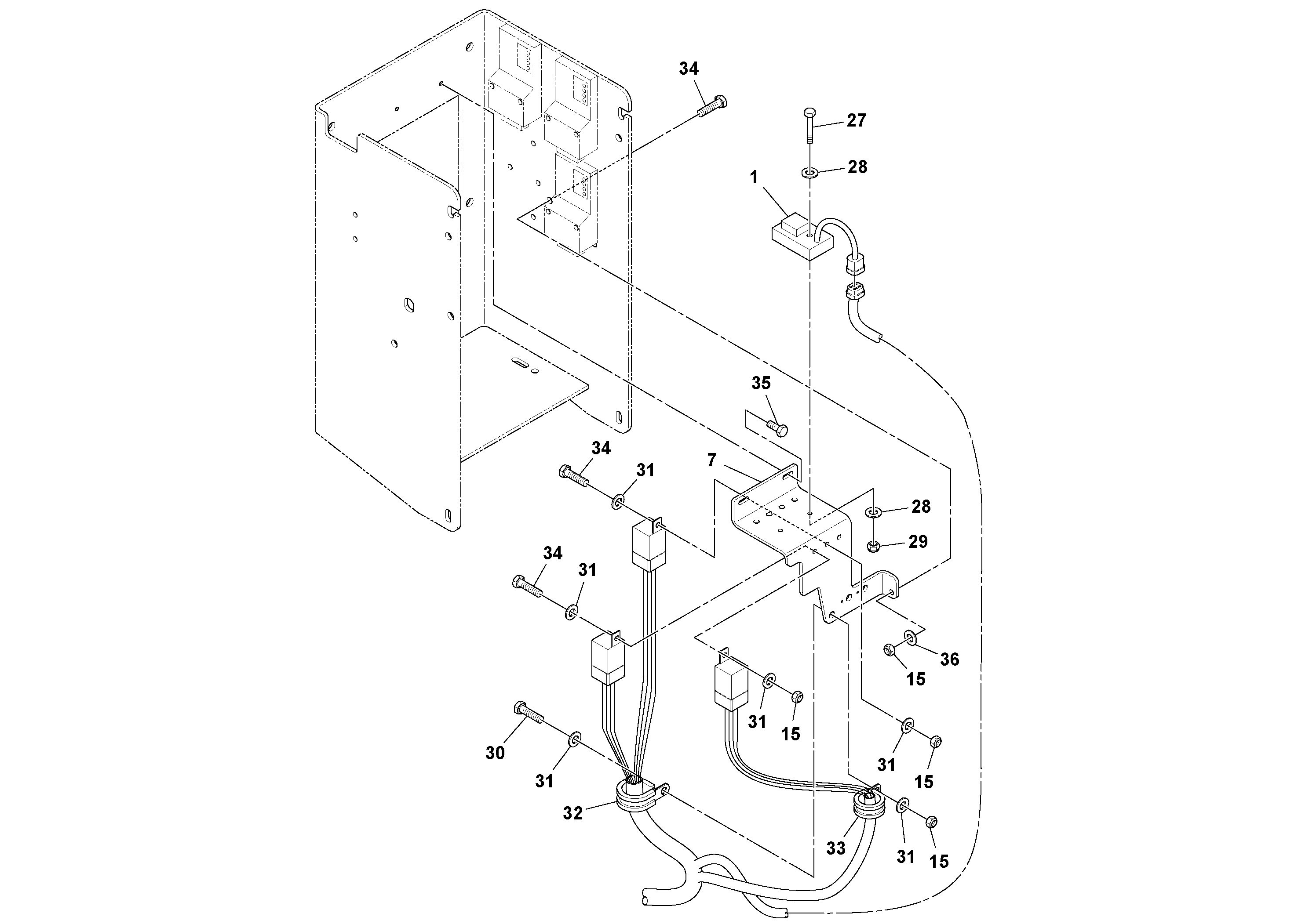 Схема запчастей Volvo SD70D/SD70F/SD77DX/SD77F S/N 197387- - 37424 Cable Harness Installation 