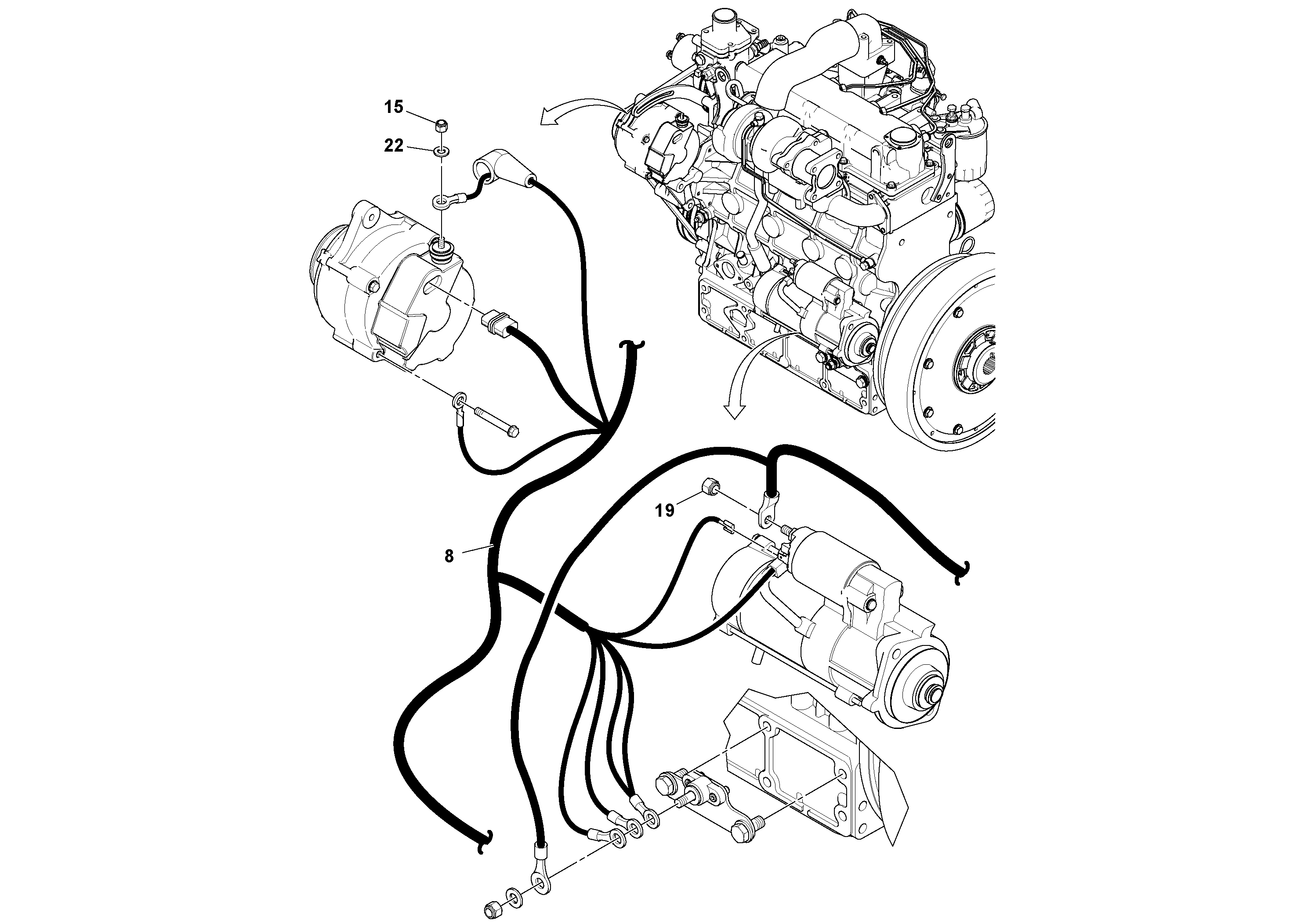 Схема запчастей Volvo SD70D/SD70F/SD77DX/SD77F S/N 197387- - 40377 Cable Harness Installation 