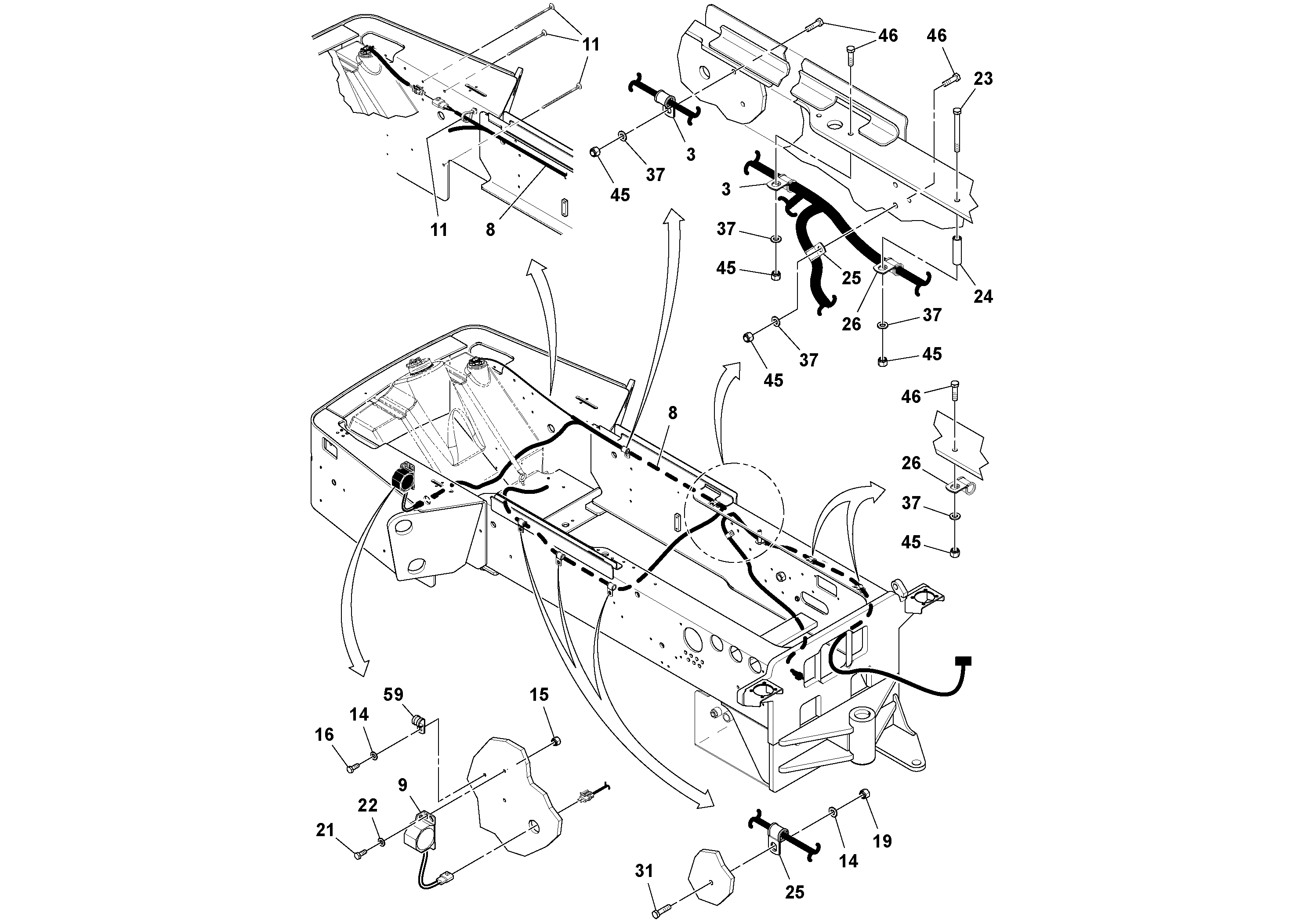 Схема запчастей Volvo SD70D/SD70F/SD77DX/SD77F S/N 197387- - 40378 Cable Harness Installation 